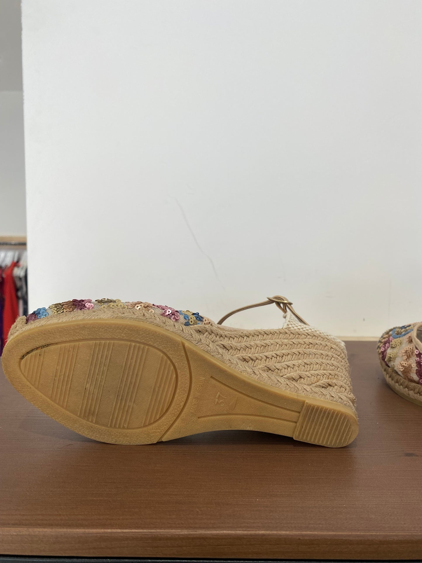 Jones Sequinned Wedged Espadrilles Size 4