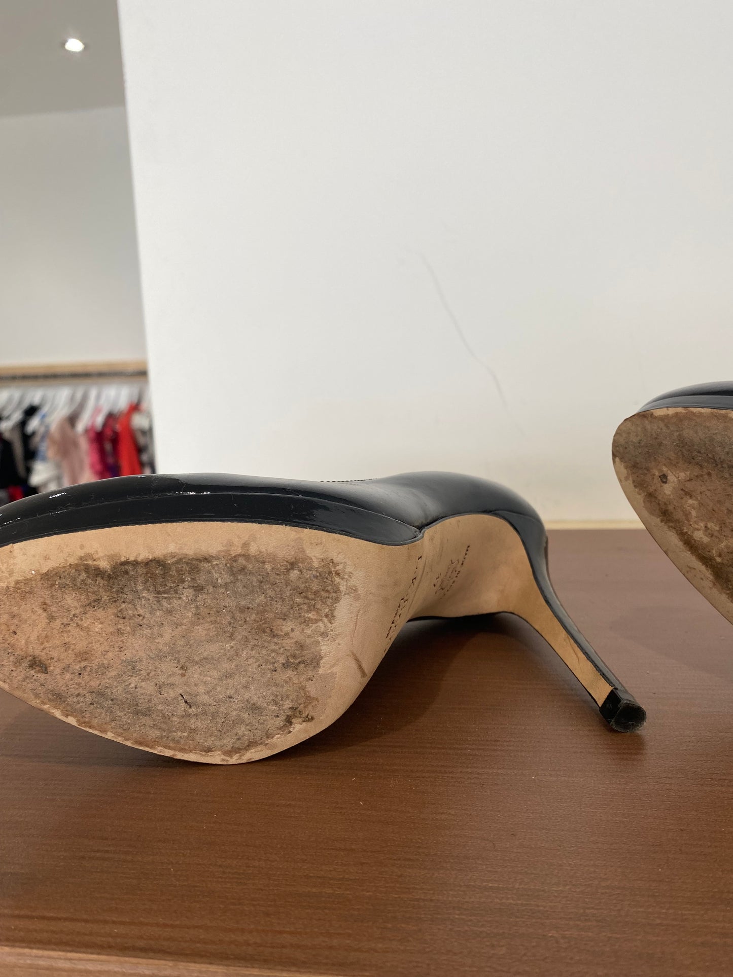 LK Bennett Black Patent Court Shoes Size 4