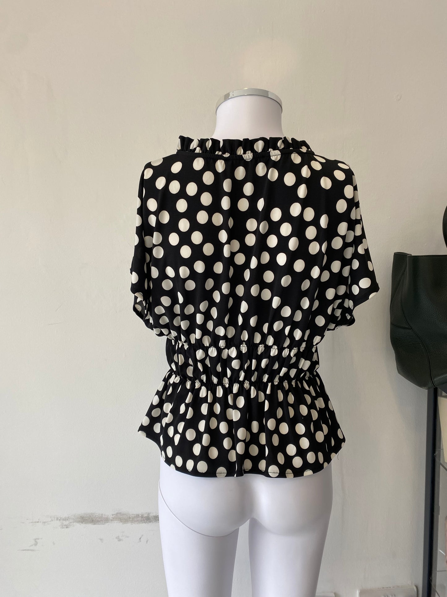 Zara Black Top with White Spots Size Small 8-10