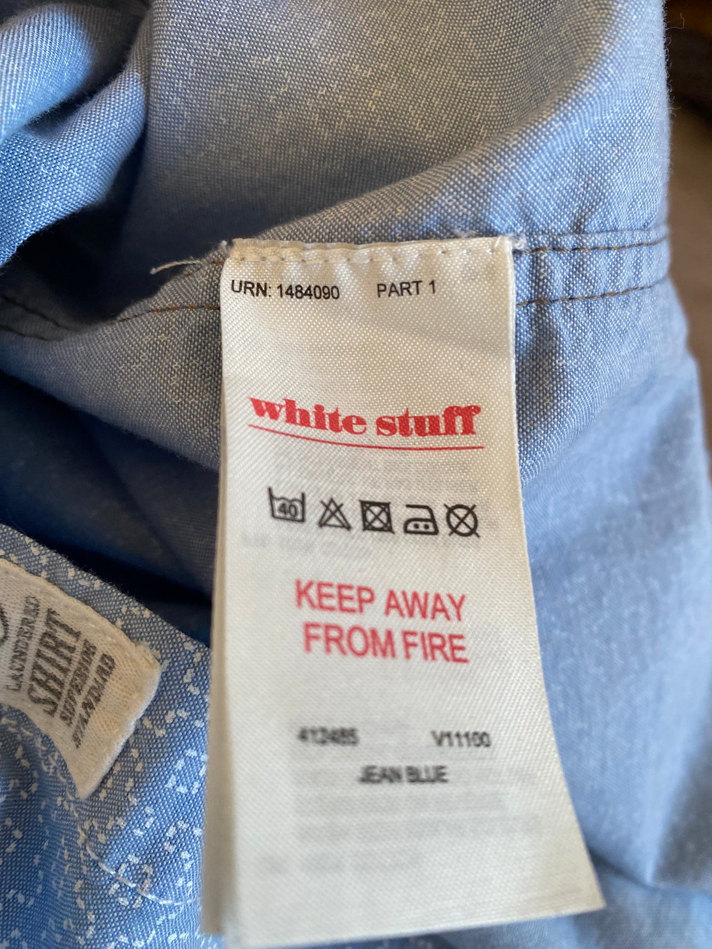 White Stuff Patterned Blue Shirt Size Large