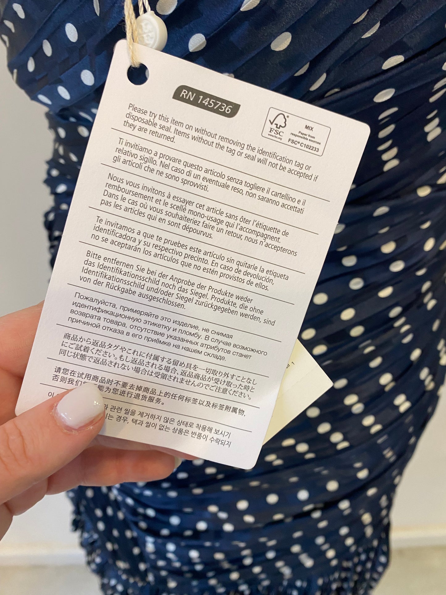 Tory Burch Strapless Navy Spot Dress Size 12