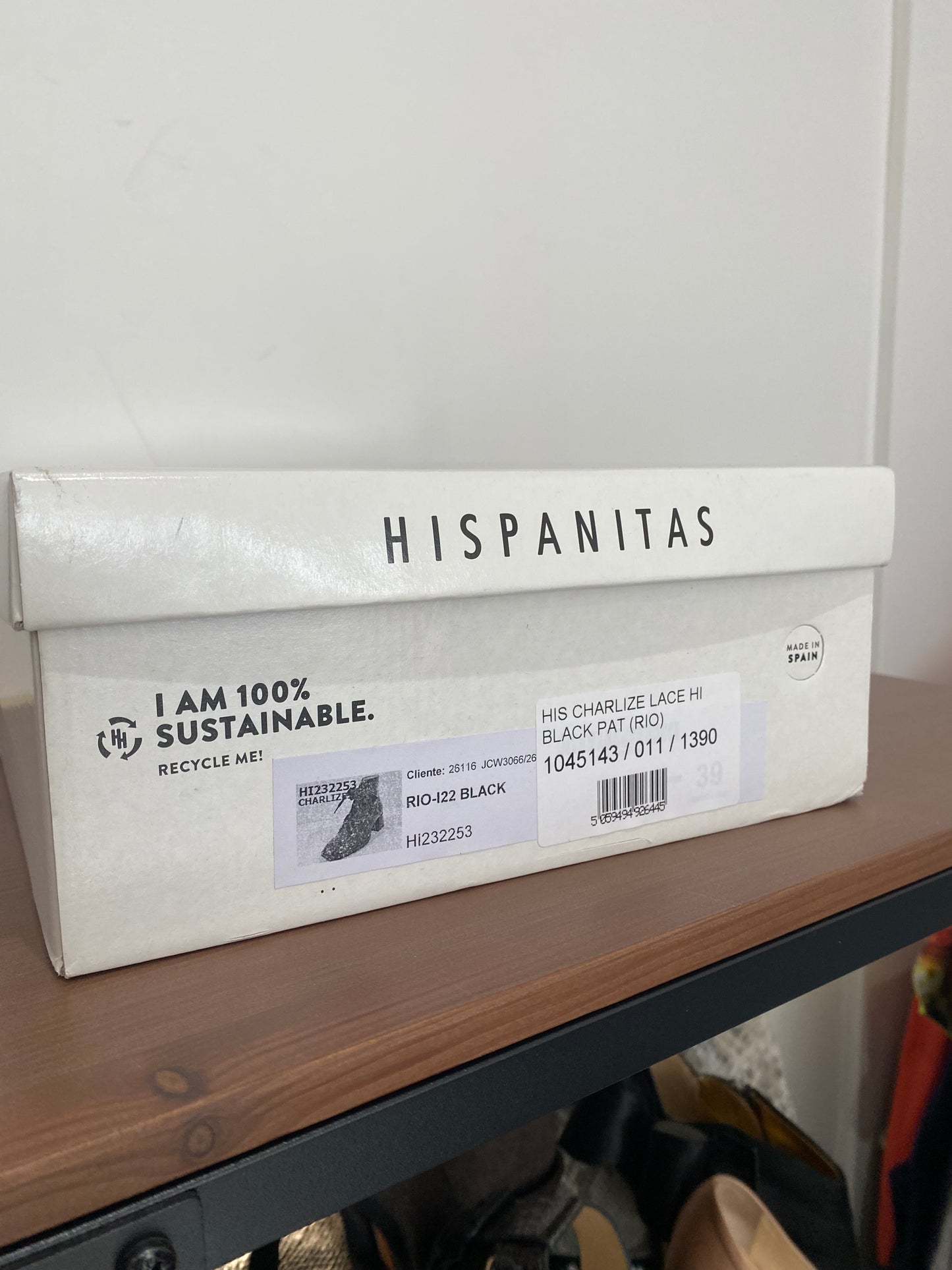 Hispantias Black Patent Ankle Lace Up Boots Size 6