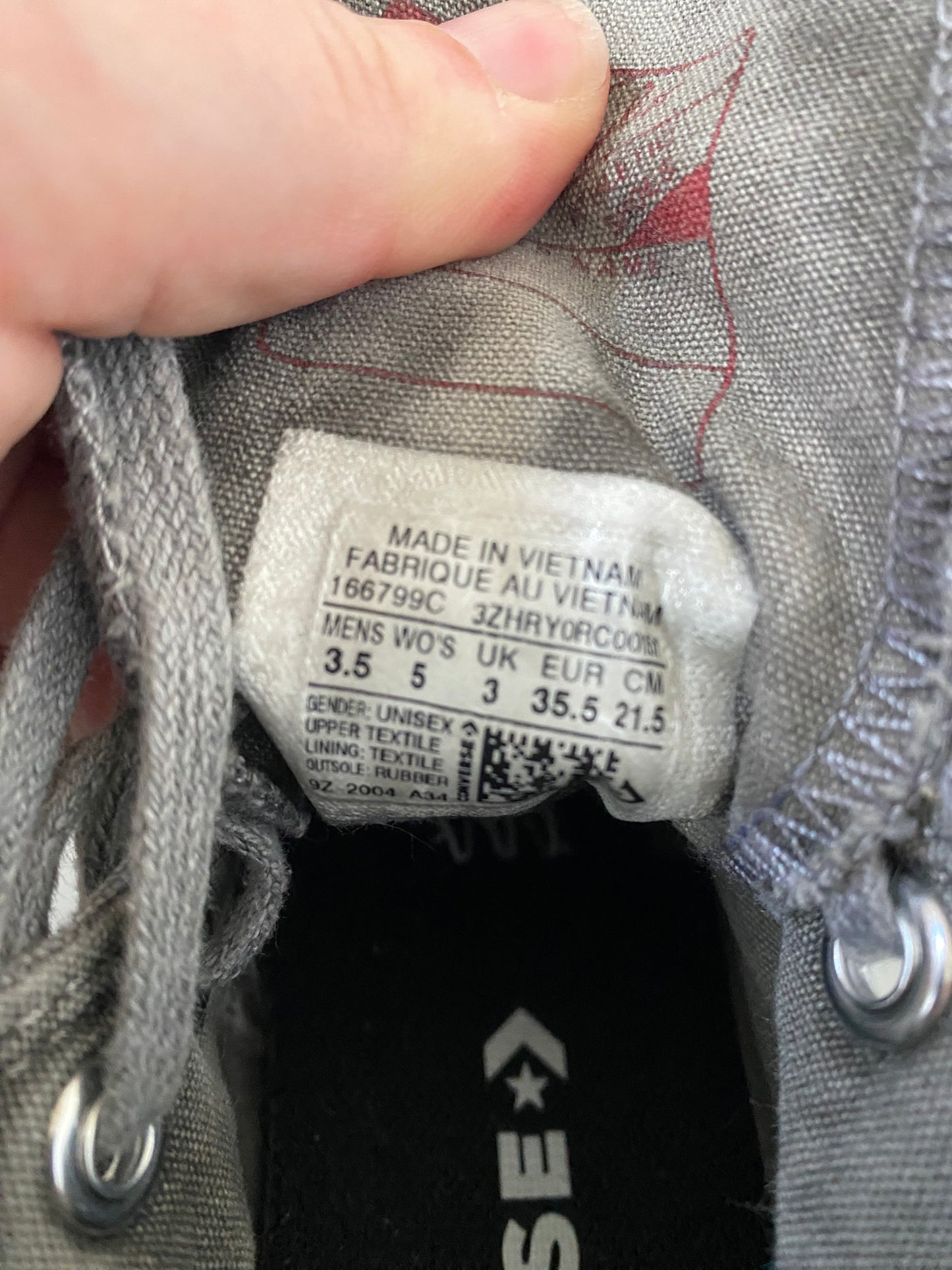 Converse grey canvas run star trainers size 3