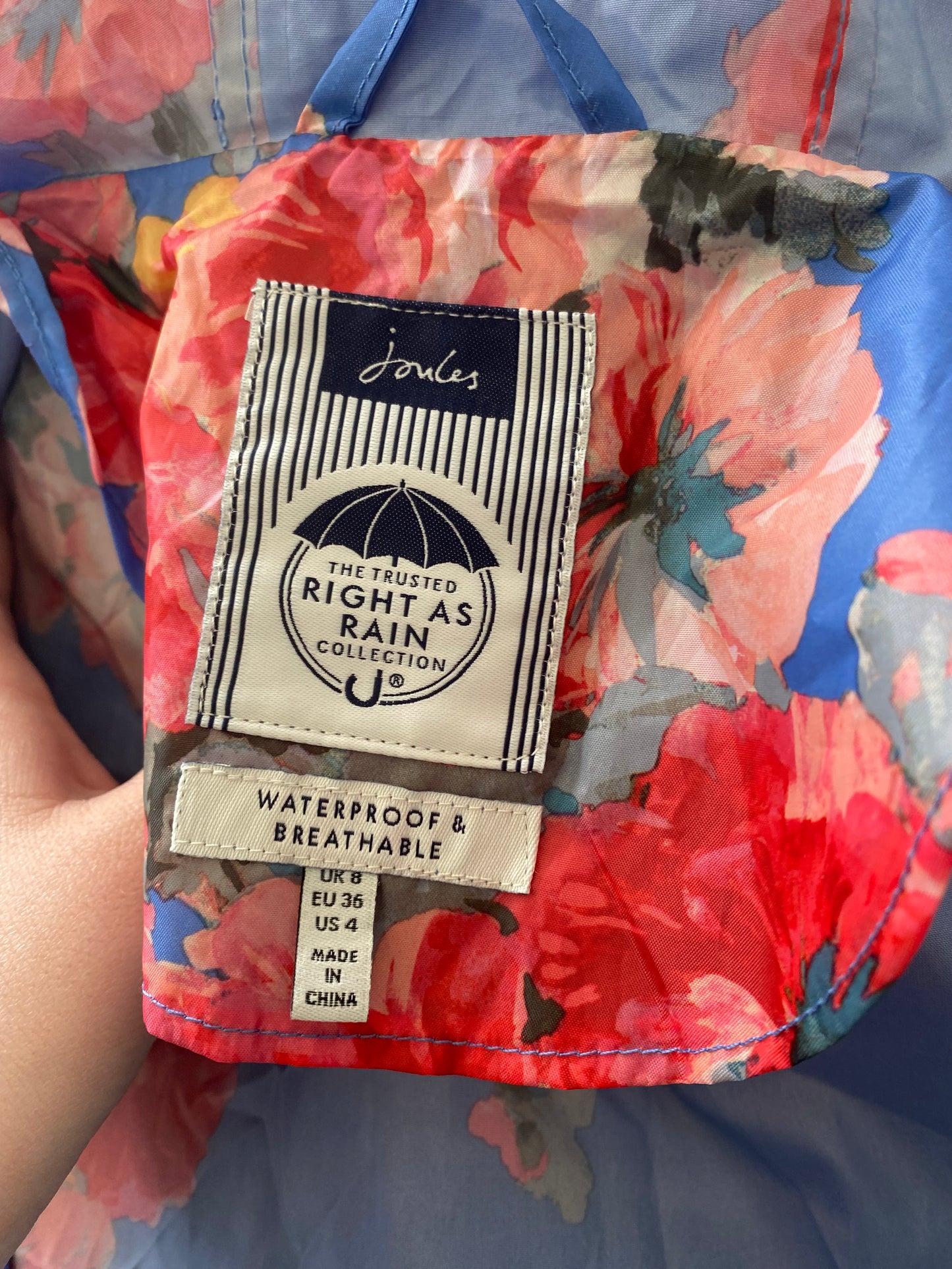 Joules Floral Print Rain Mac Size 8