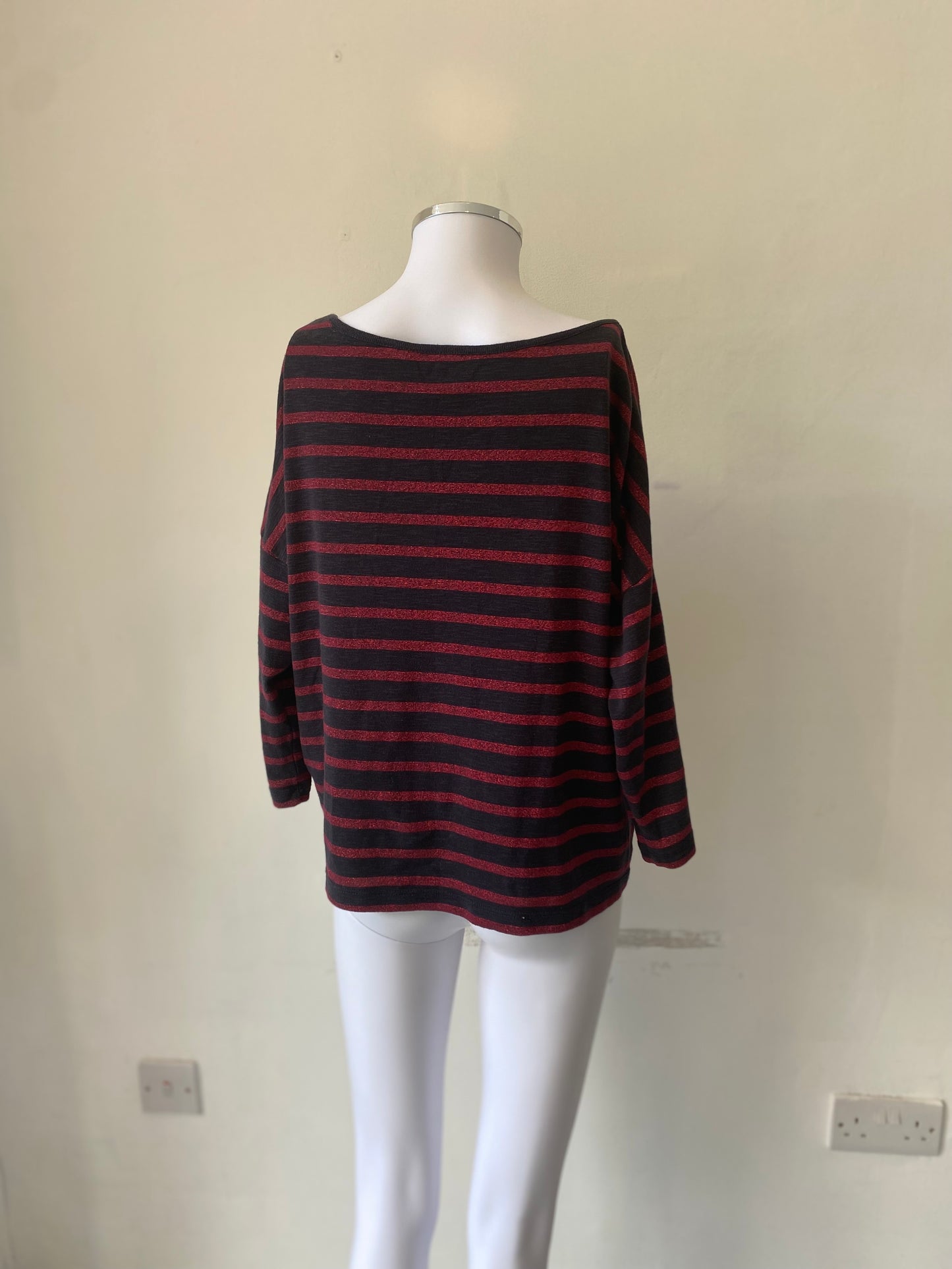 French Connection Shimmer Striped Top Size 8-10