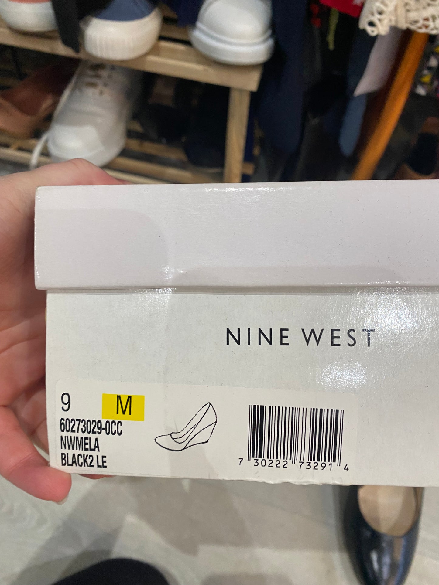 Nine West Black Leather Wedge Court Shoes Size 7