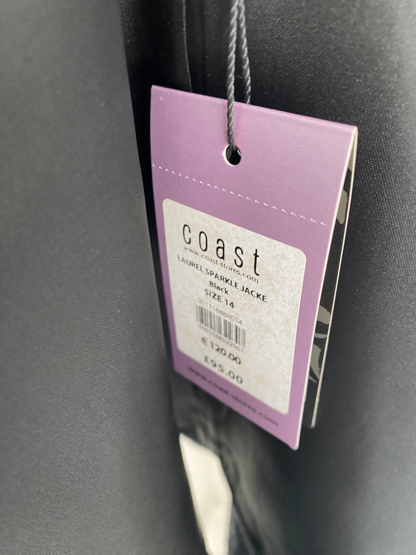 Coast Black Sparkle Bolero Jacket Size 14