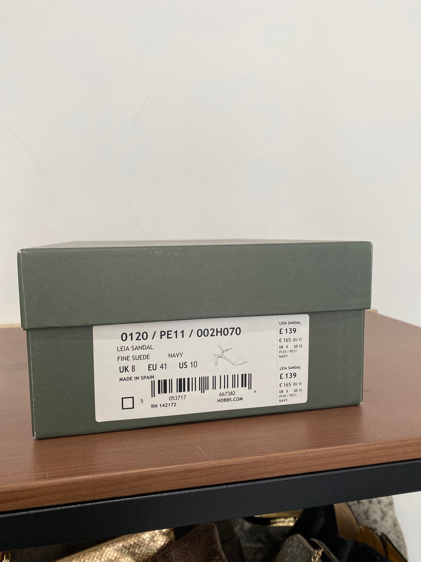 Hobbs Navy Suede Heeled Sandals Size 8
