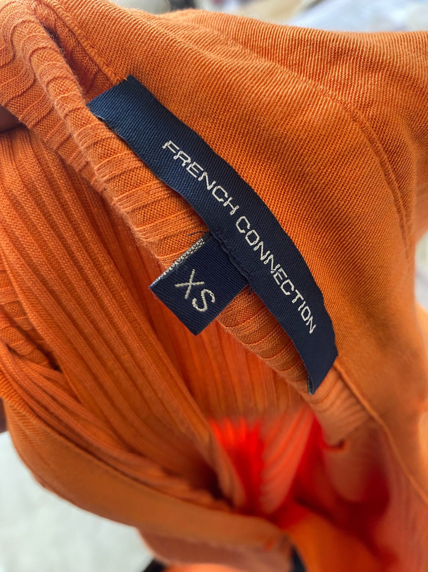 French Connection orange asymmetric ribbed dress size 8