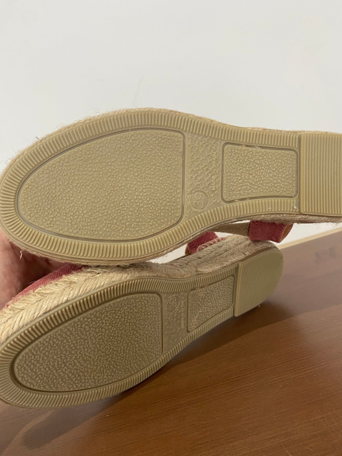 John Lewis Pink Canvas Espadrille Wedge Sandals Size 6 Brand New