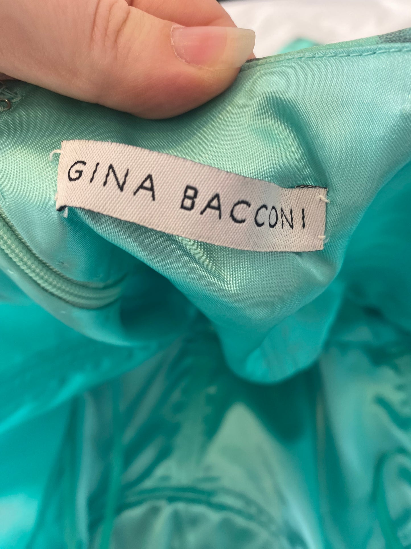 Gina Bacconi printed turquoise dress and jacket size 14