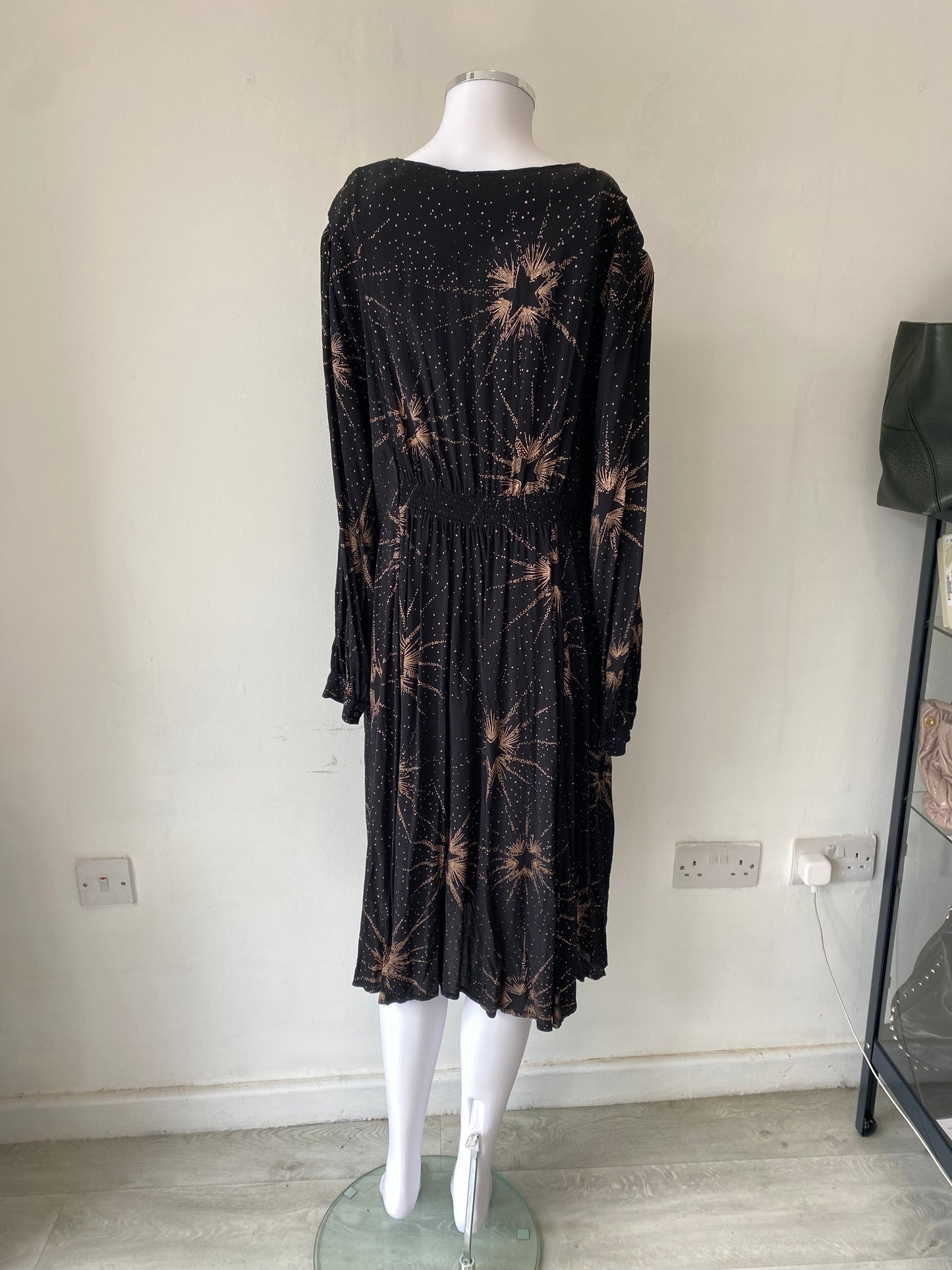 Monsoon Black Dress with Star Print Size 20