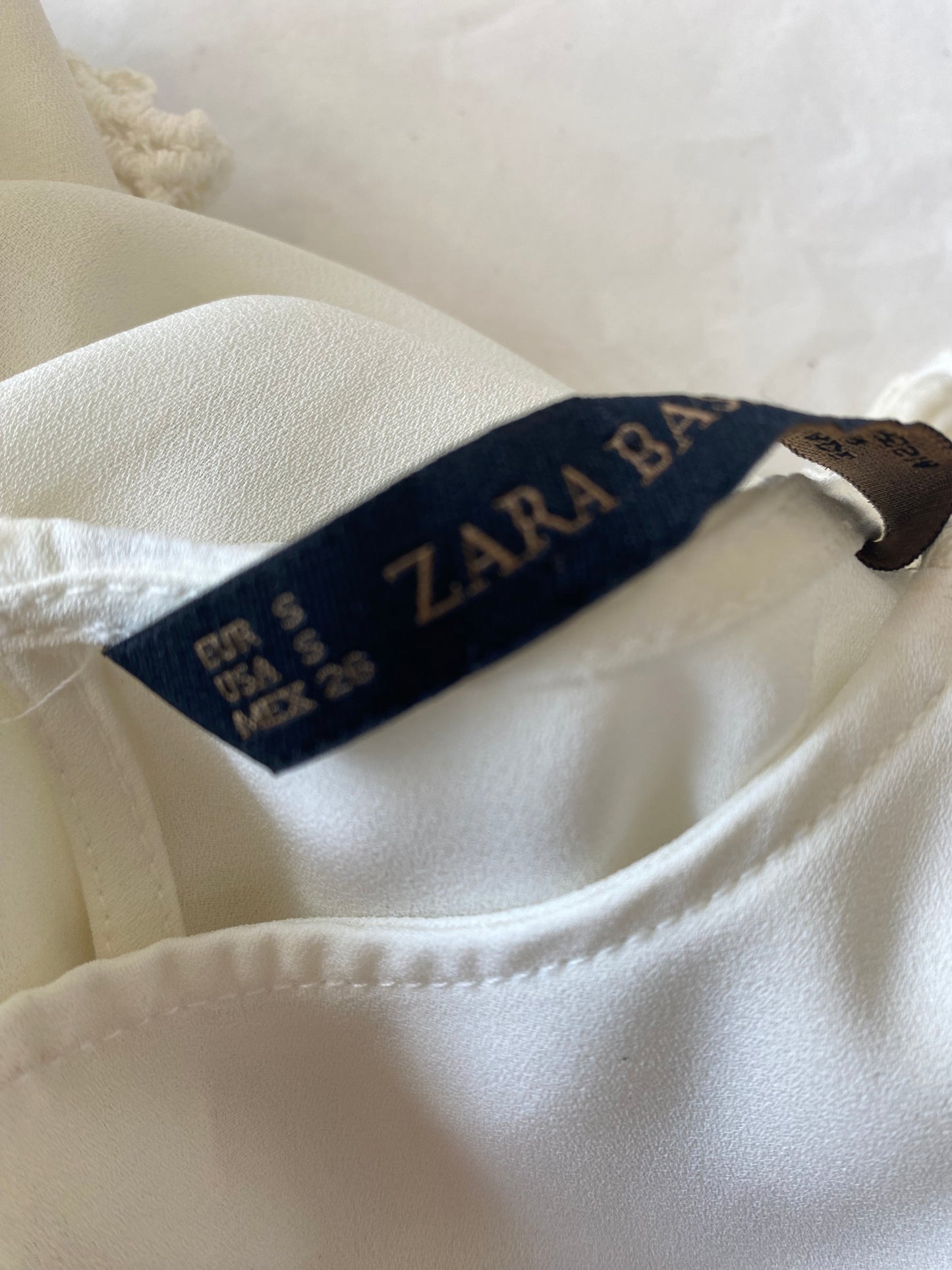 Zara white top with lace sleeves size 8