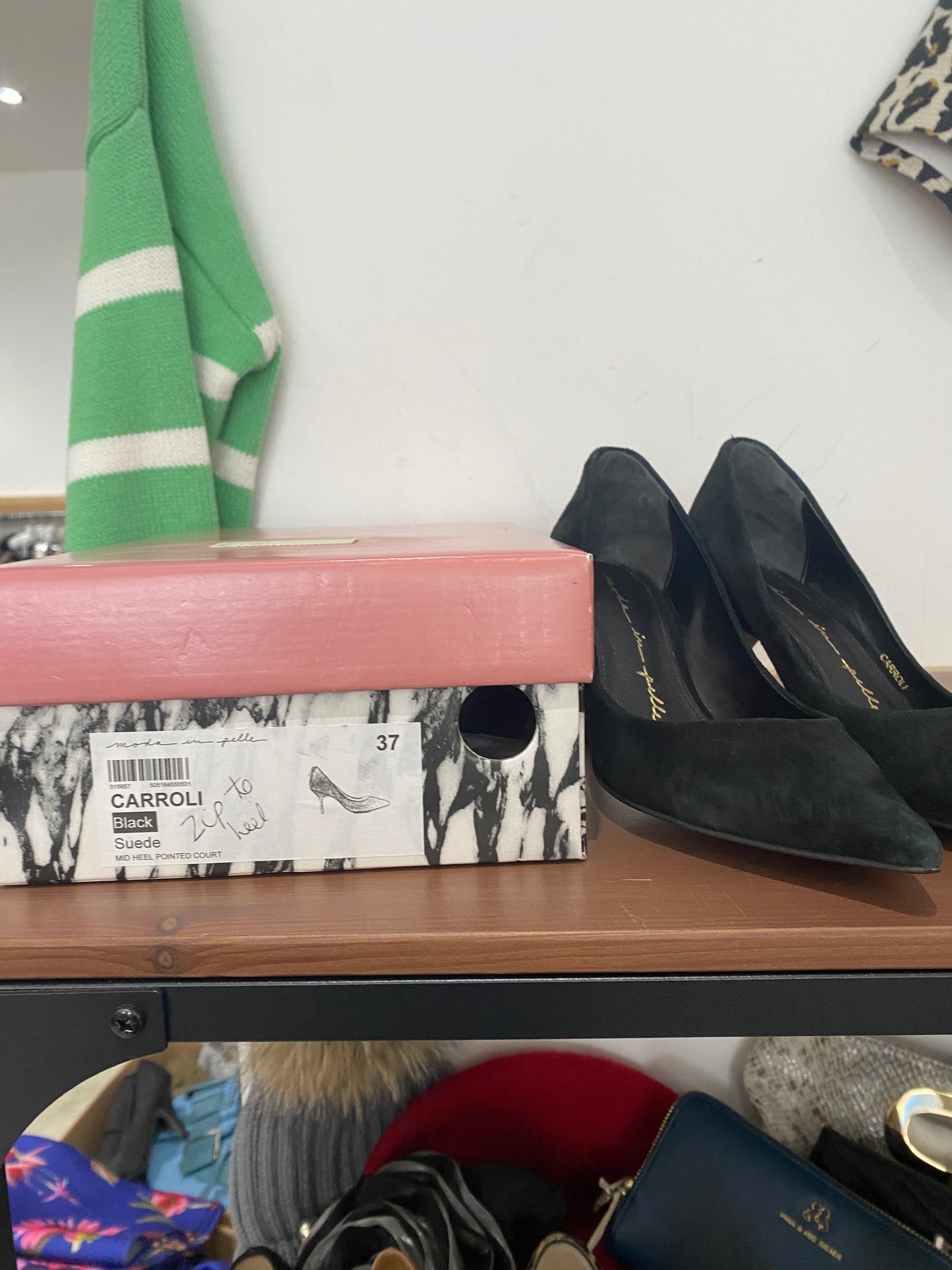 Moda in Pelle black suede heels with zips size 4