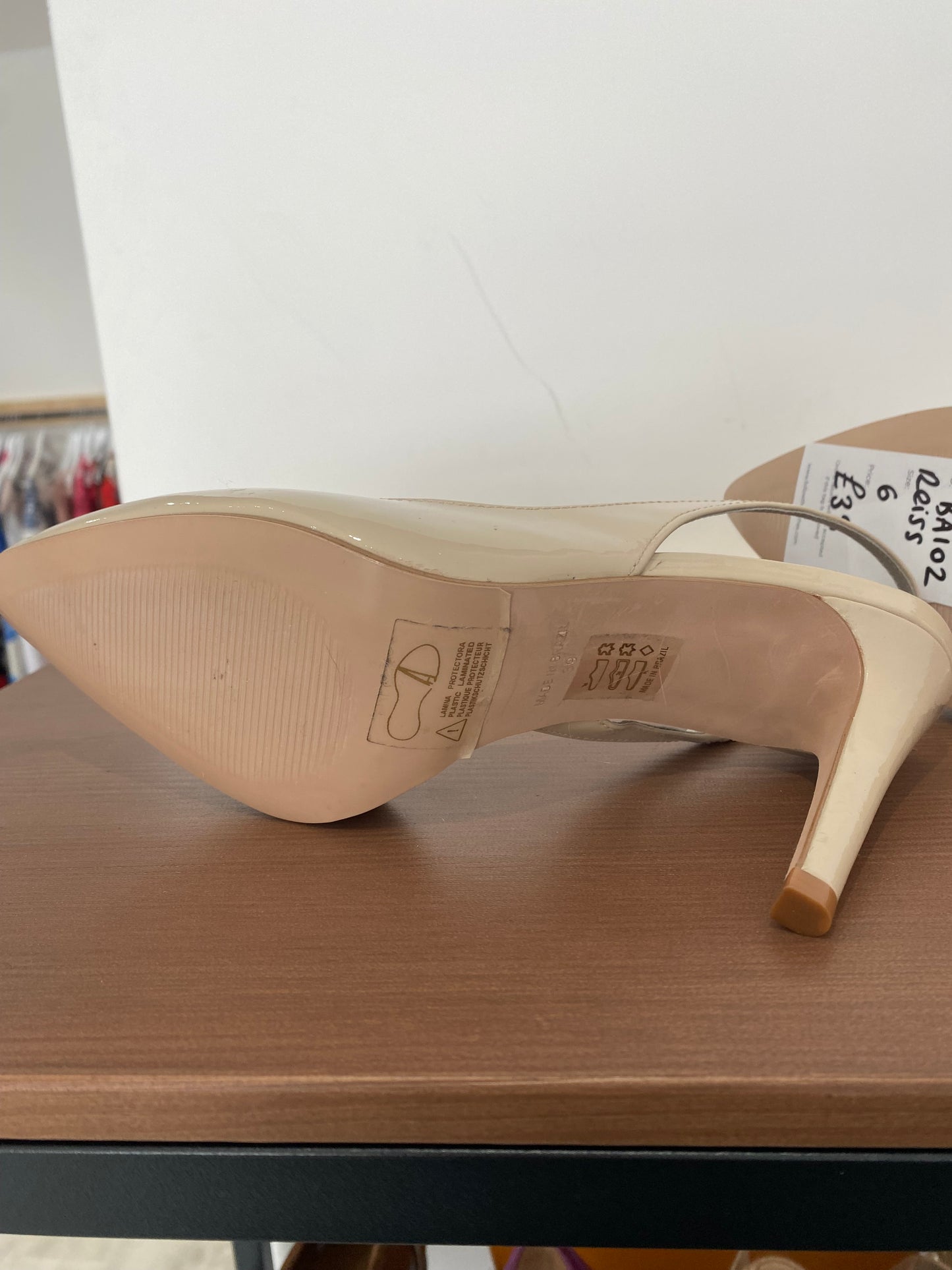 Reiss Light Beige Patent Heels Size 6