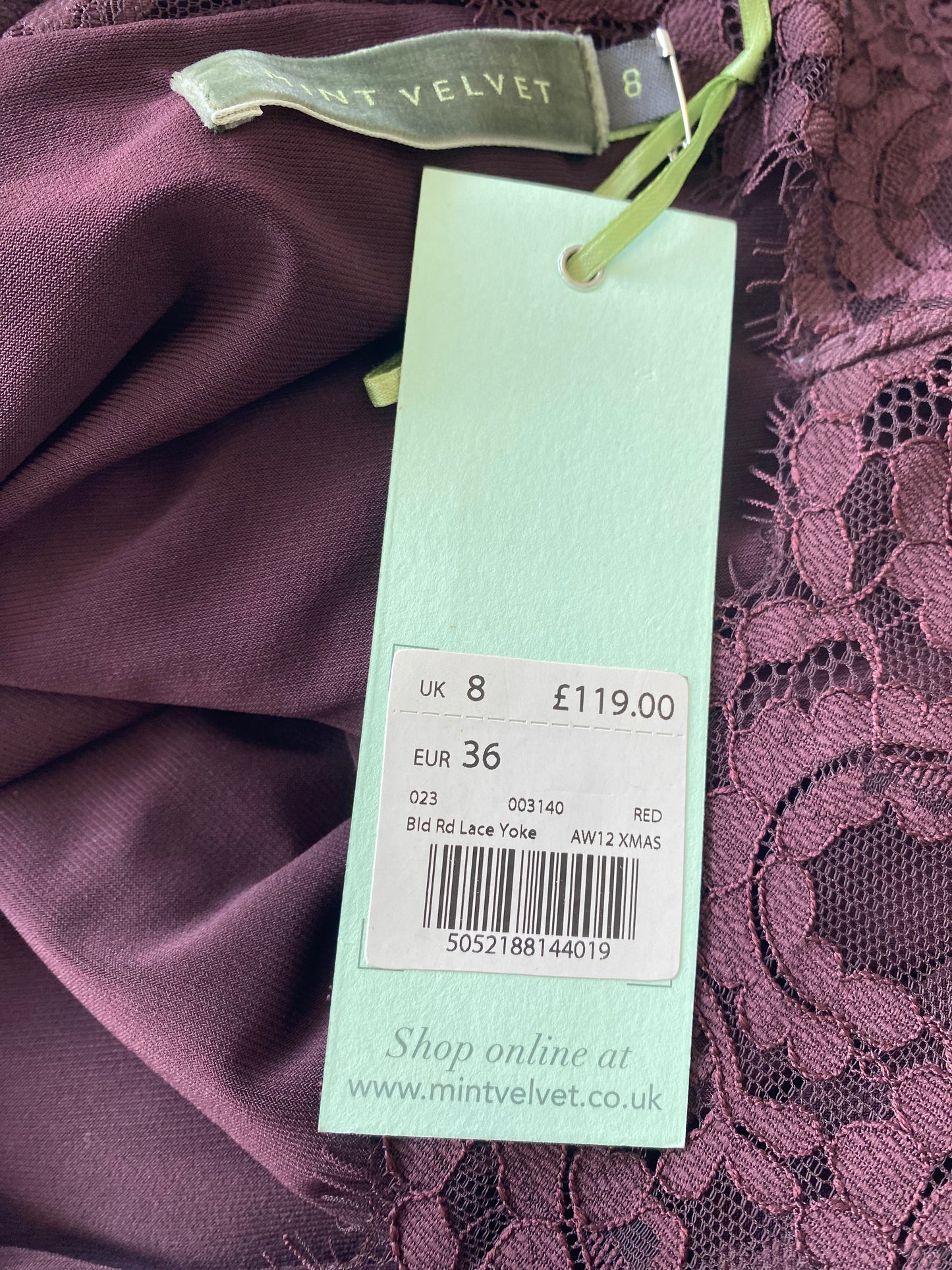 Mint Velvet burgundy dress size 8