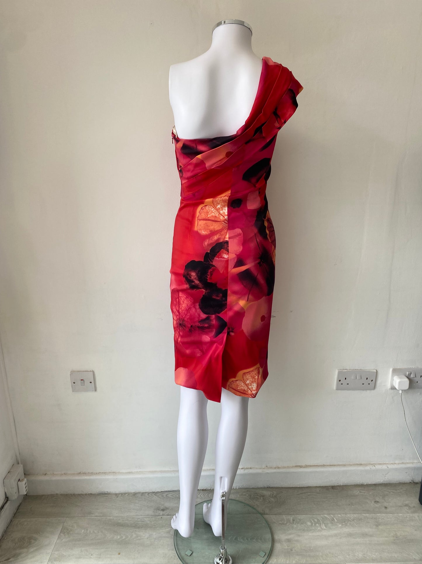 Karen Millen Red Floral Off Shoulder Dress Size 8-10