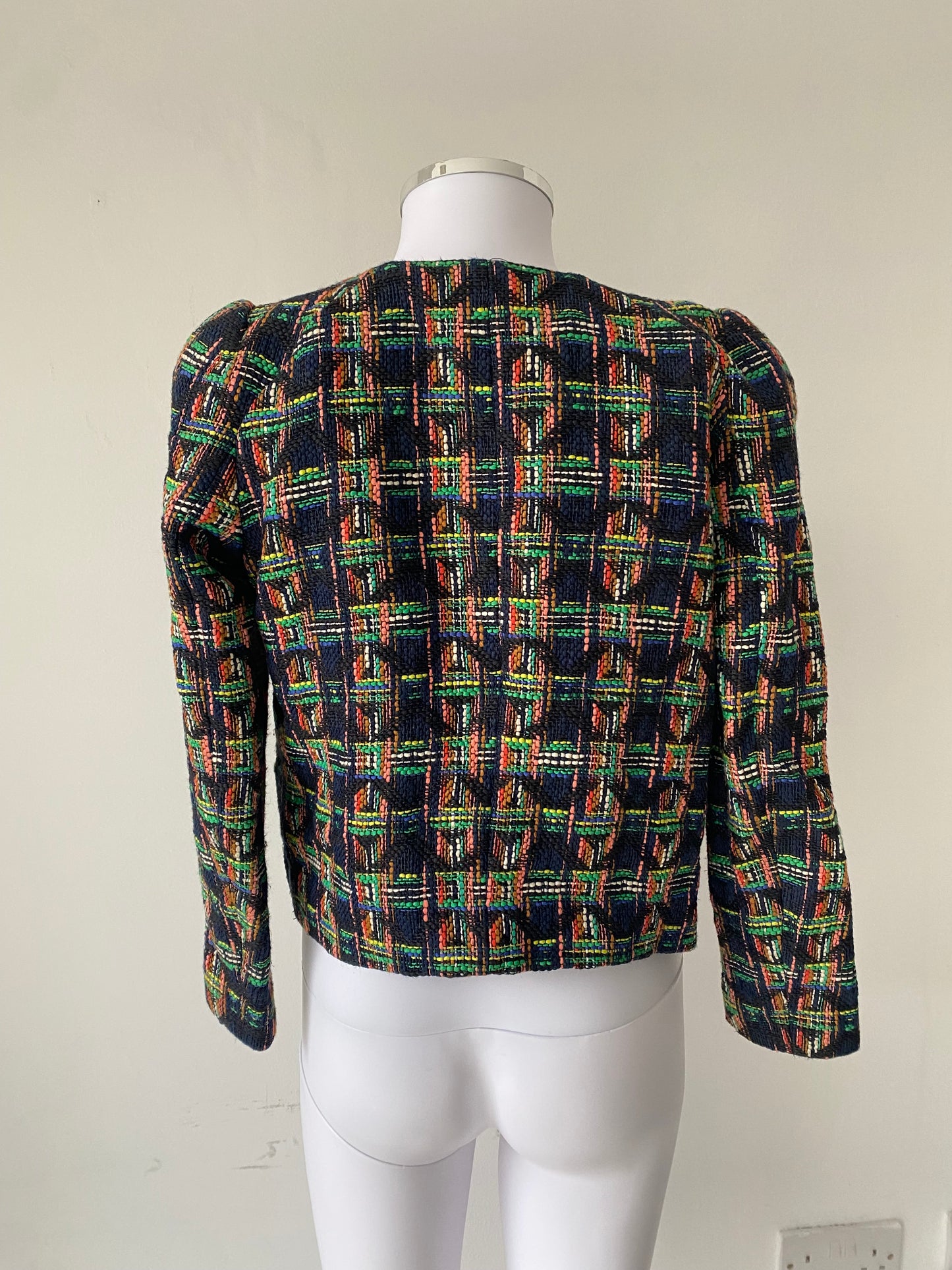 Zara Multicoloured Tweed Jacket Size XS 6-8