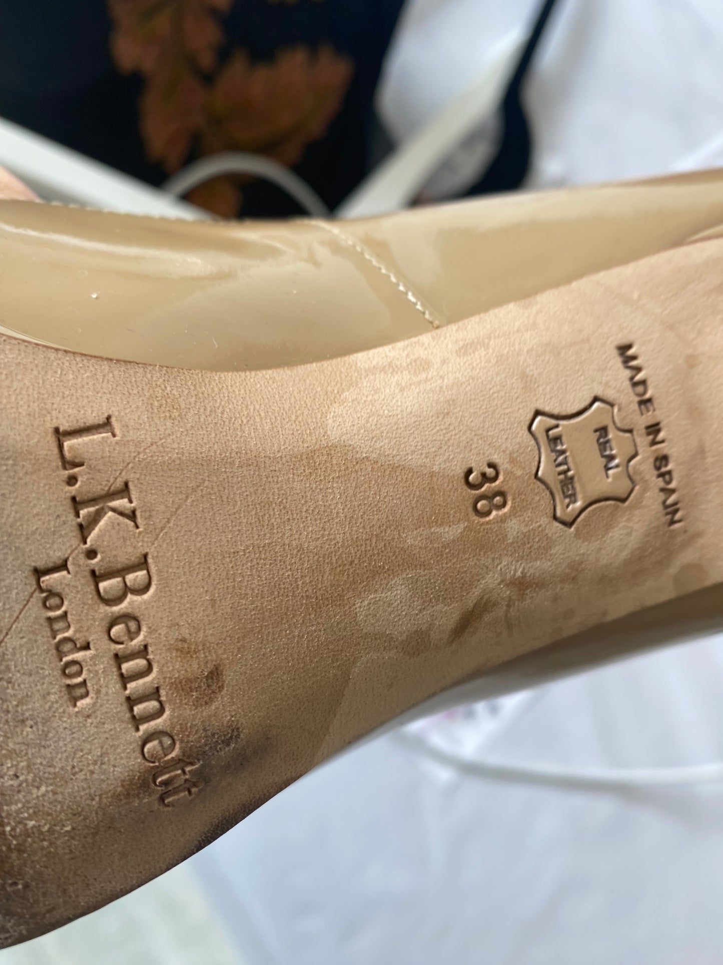LK Bennett Beige Patent Court Shoes Size 5