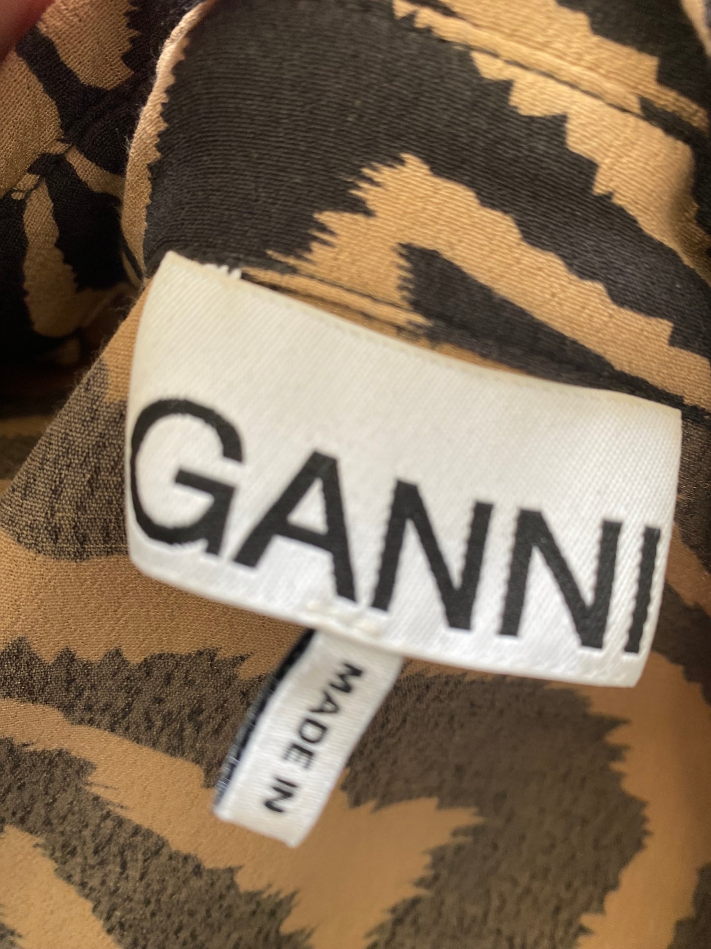 Ganni Tiger Print Shirt Dress Size 10-12