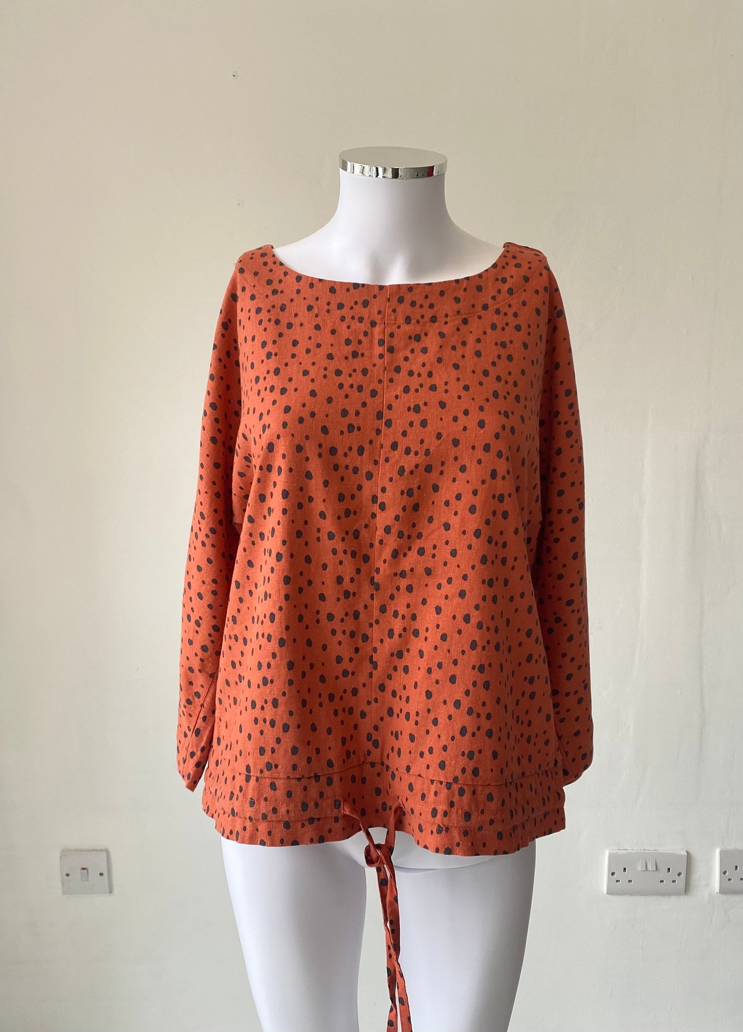 White Stuff Orange Linen Top Size 10-12
