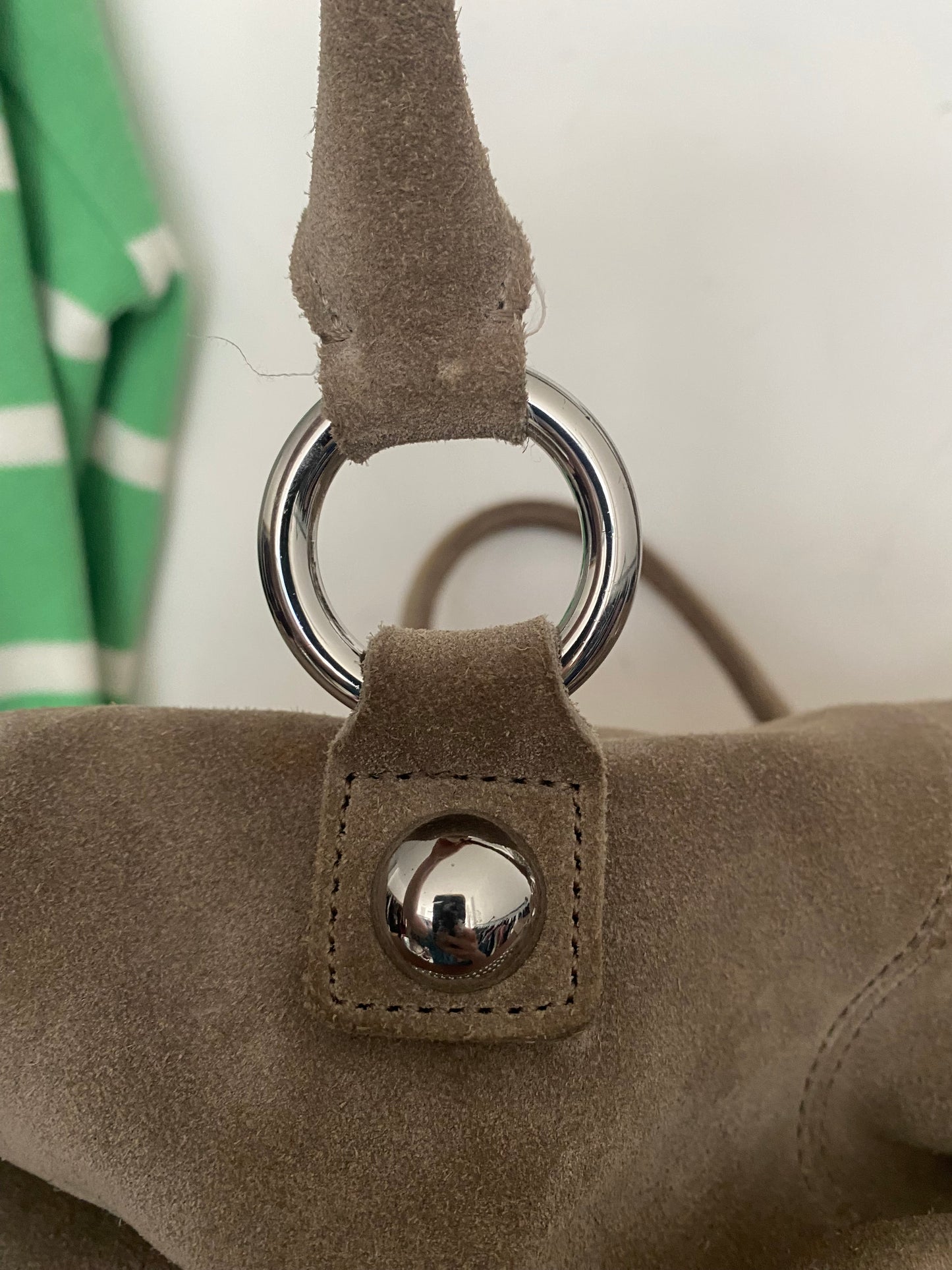 Karen Millen beige suede studded handbag