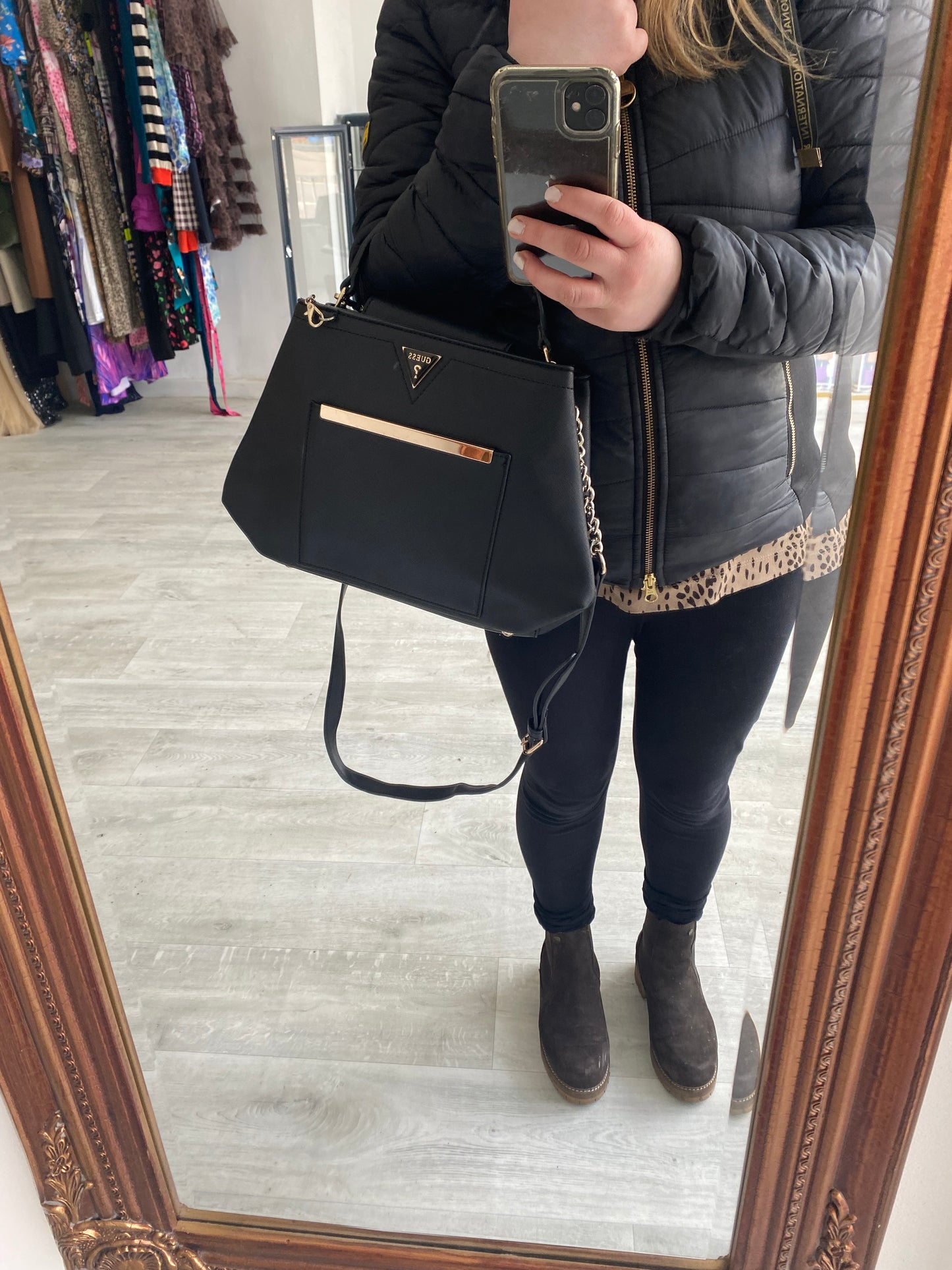 Guess Black Saffiano Crossbody Handbag