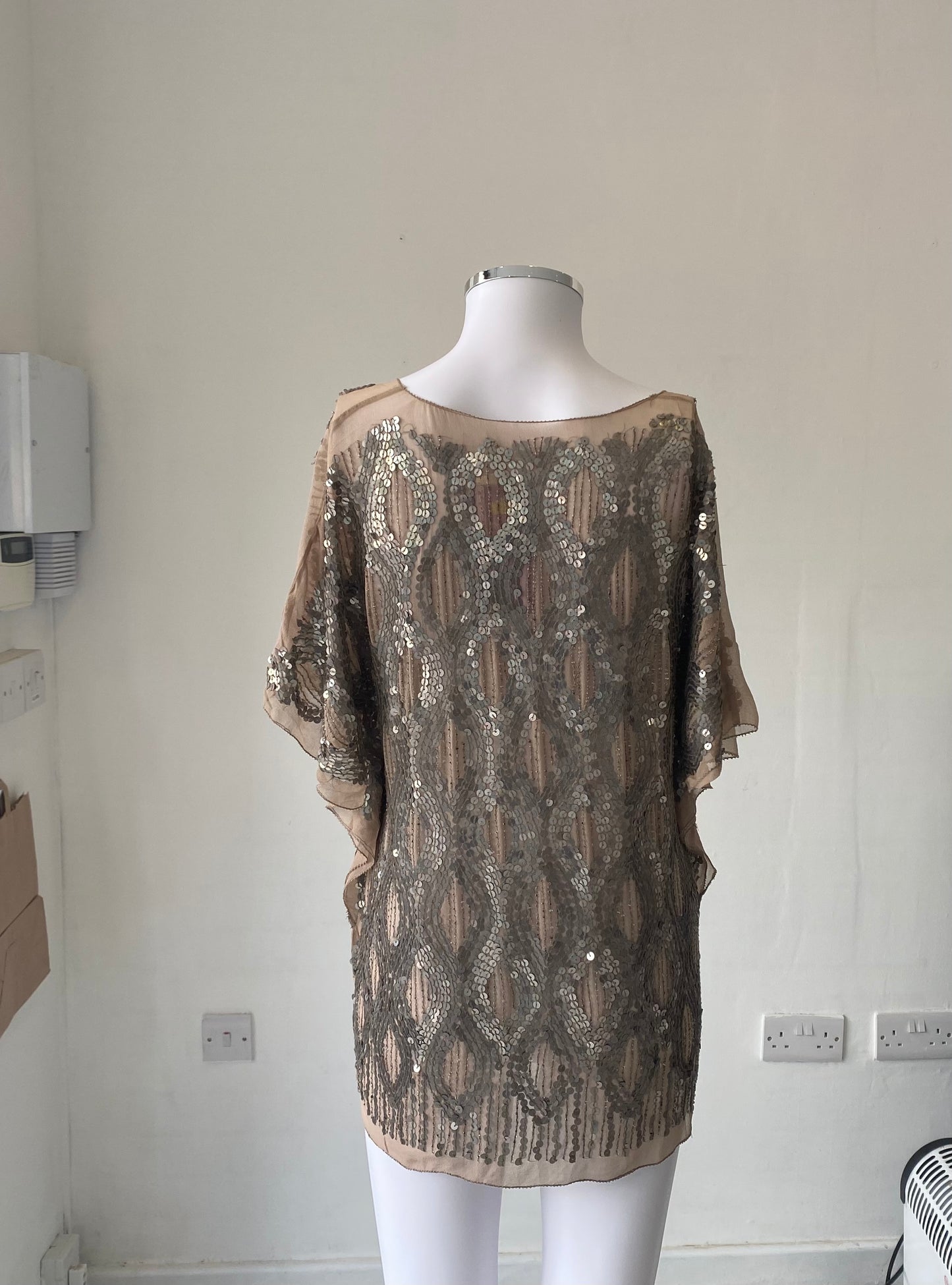 Gold Hawk Sequin Top Size 10