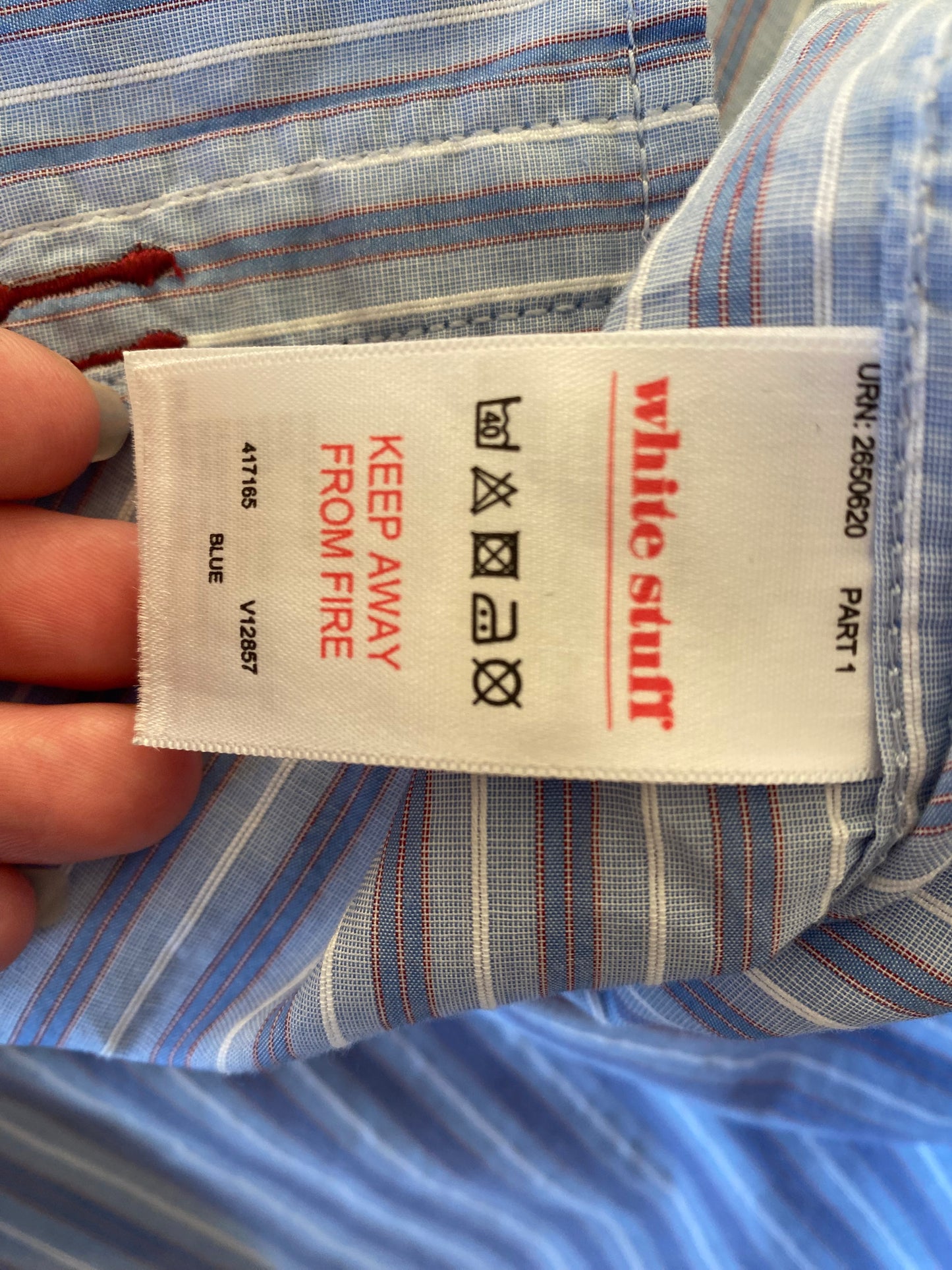 White Stuff Blue Stripe Shirt Size XL