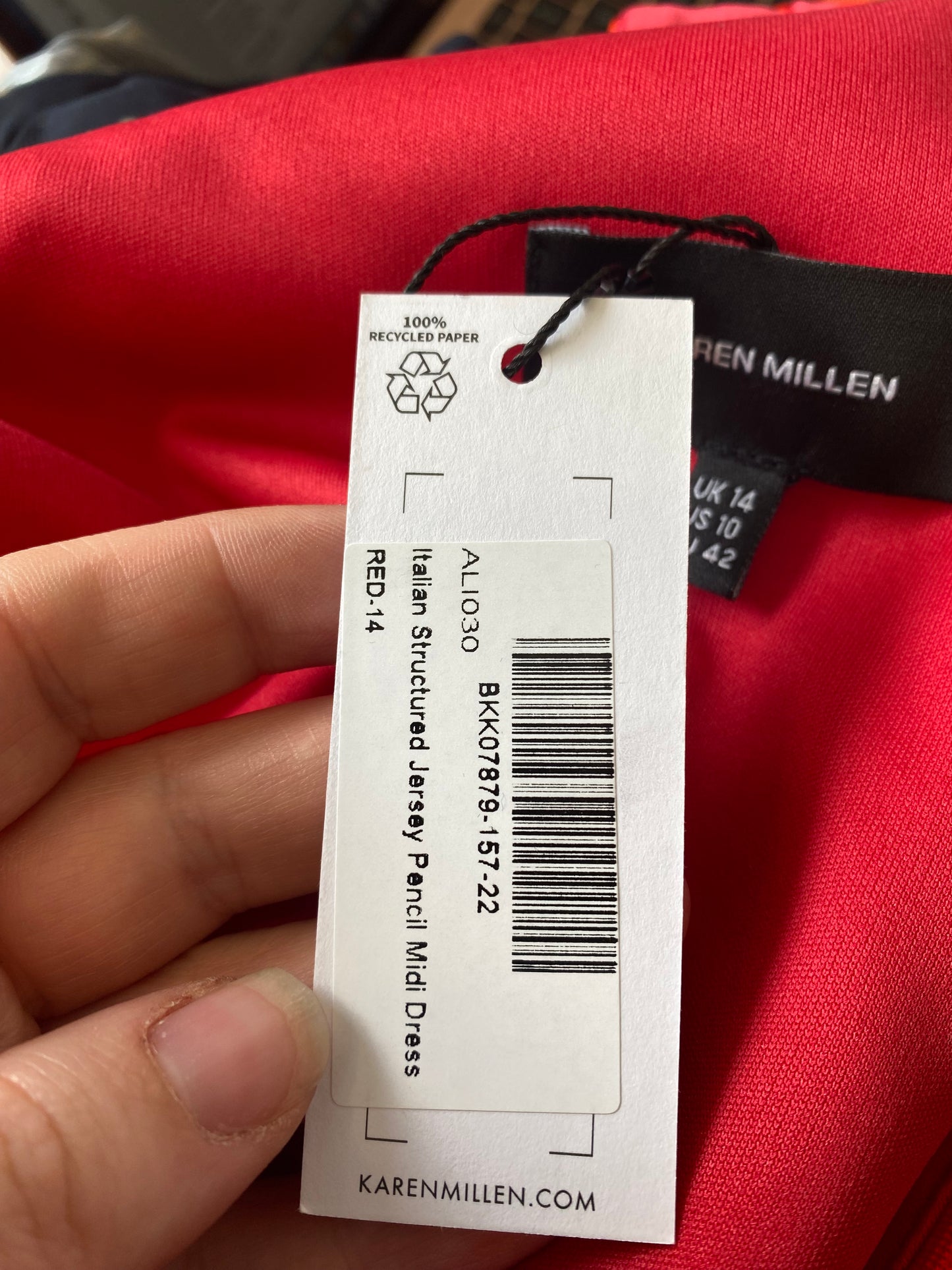 Karen Millen Coral Dress New with Tags Size 14