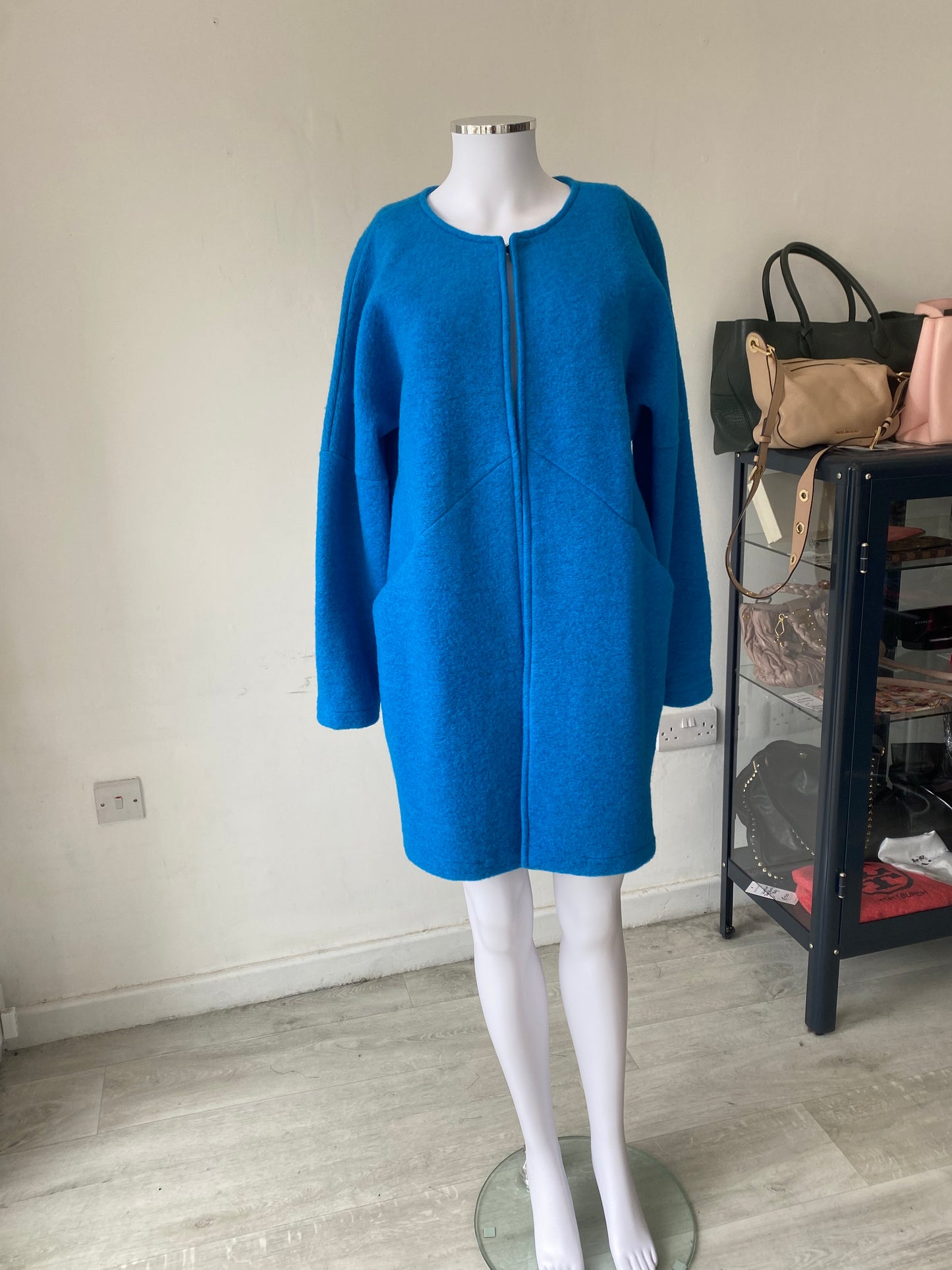 Pomodoro Blue Wool Blend Coat Size 12
