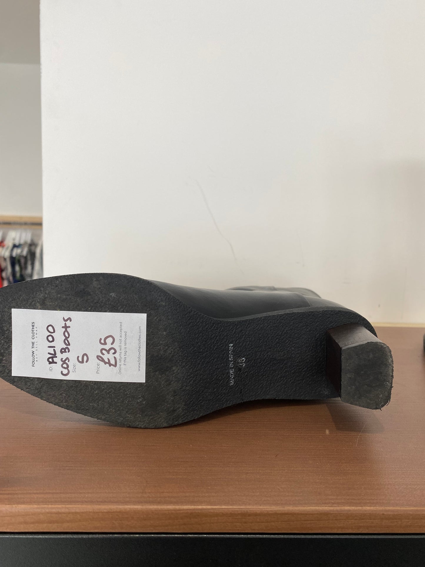 COS Black Leather Calf Length Boots Size 5