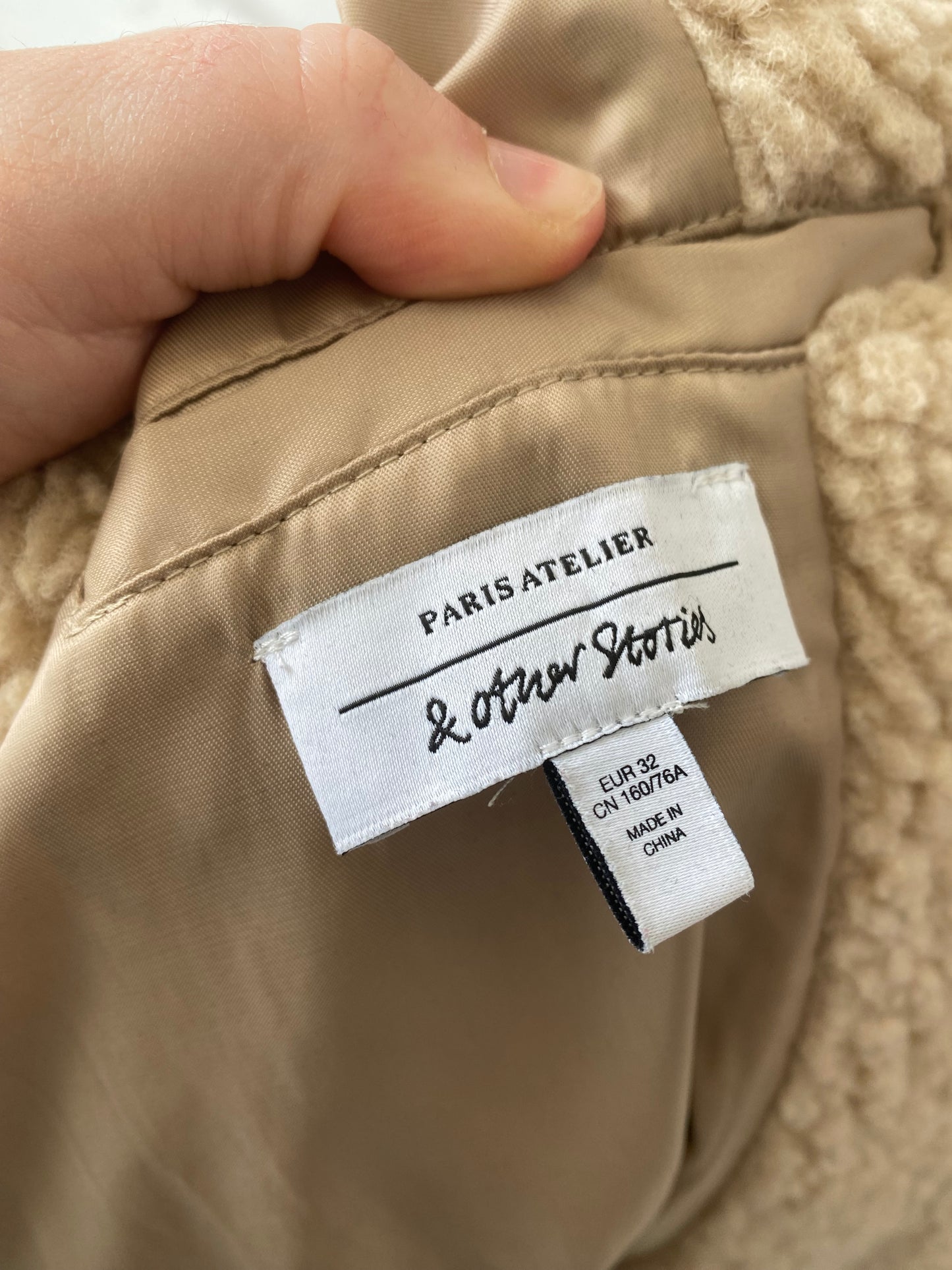 & Other Stories Beige Fleece Teddy Coat Size 32 8-10