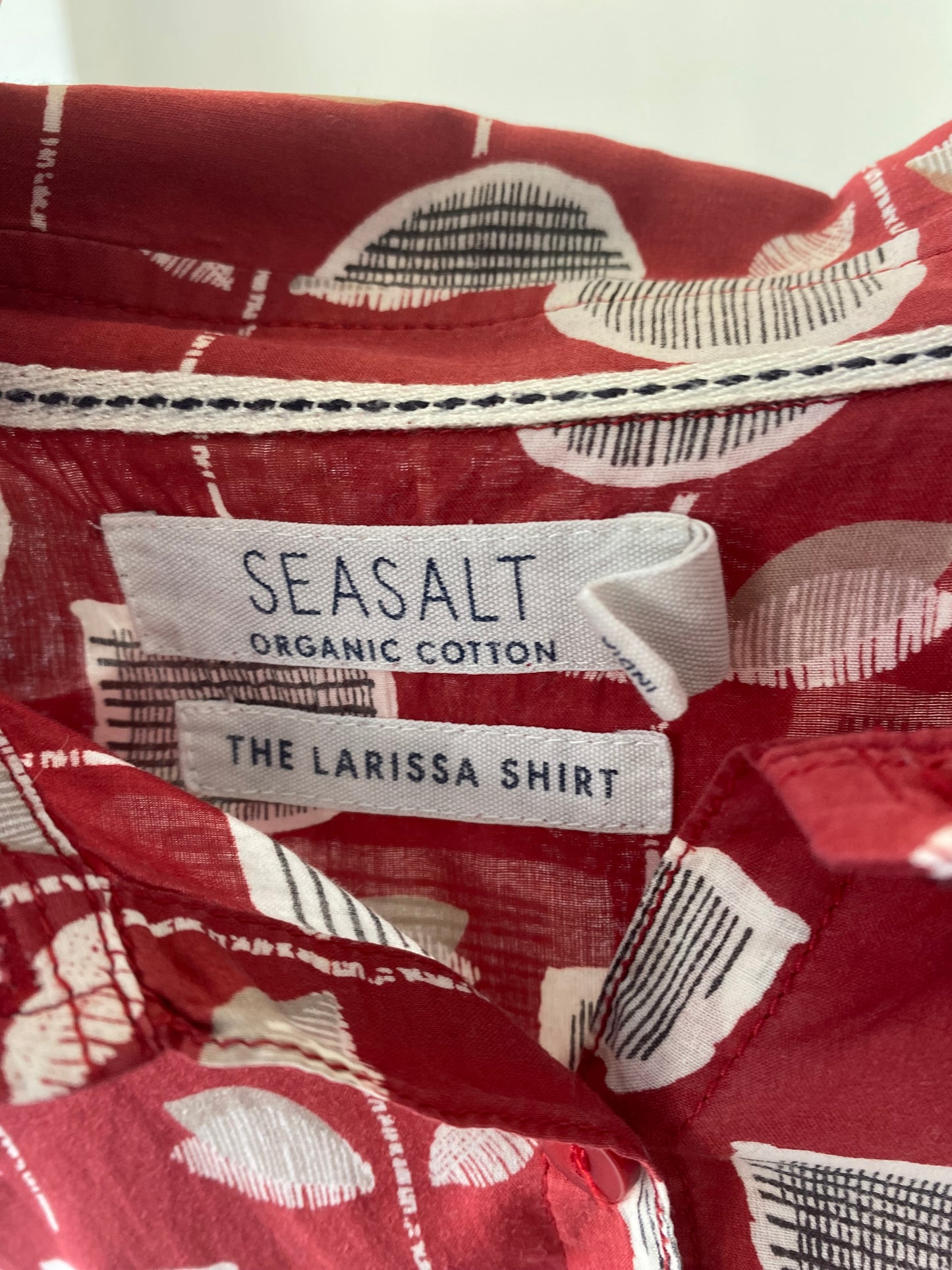 Seasalt Red Retro Print Shirt Size 10