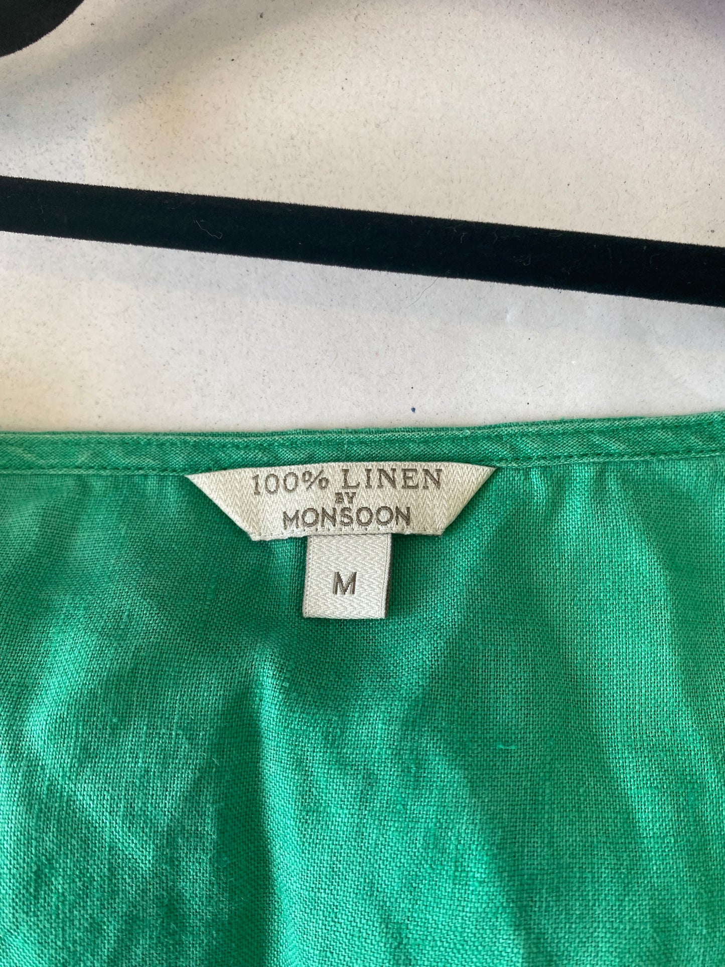 Monsoon Green Linen Top Size Medium 12-14