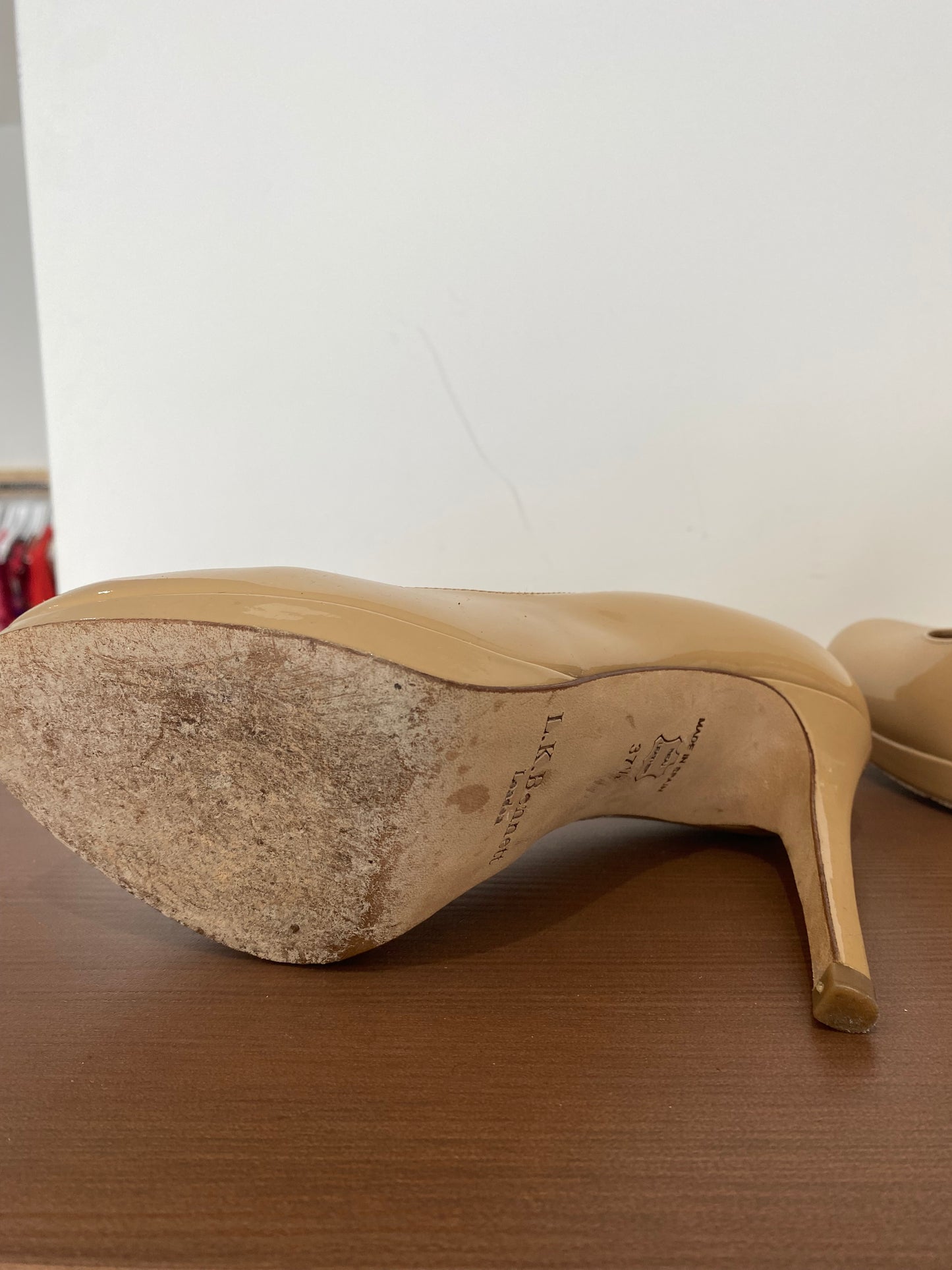 LK Bennett Beige Patent Court Shoes Size 4.5
