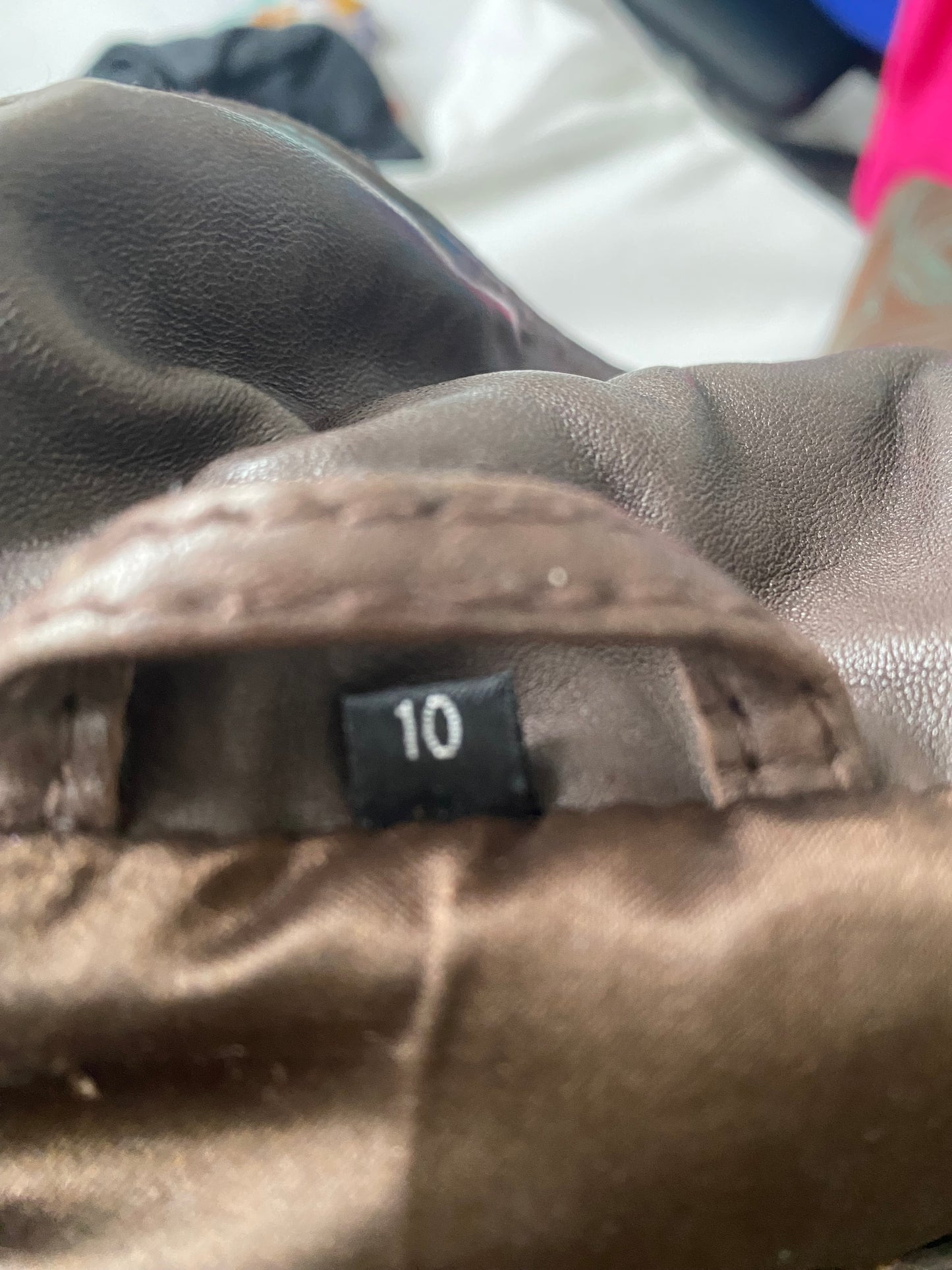 Keenan Brown Leather Coat Size 10