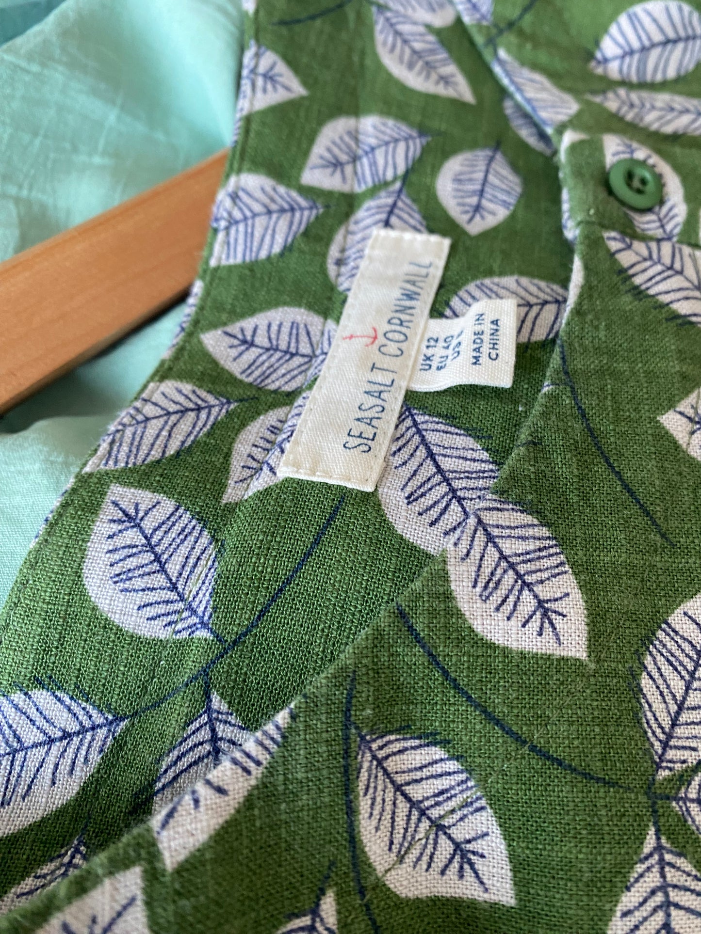 Seasalt Green Leaf Print Dress Size 12