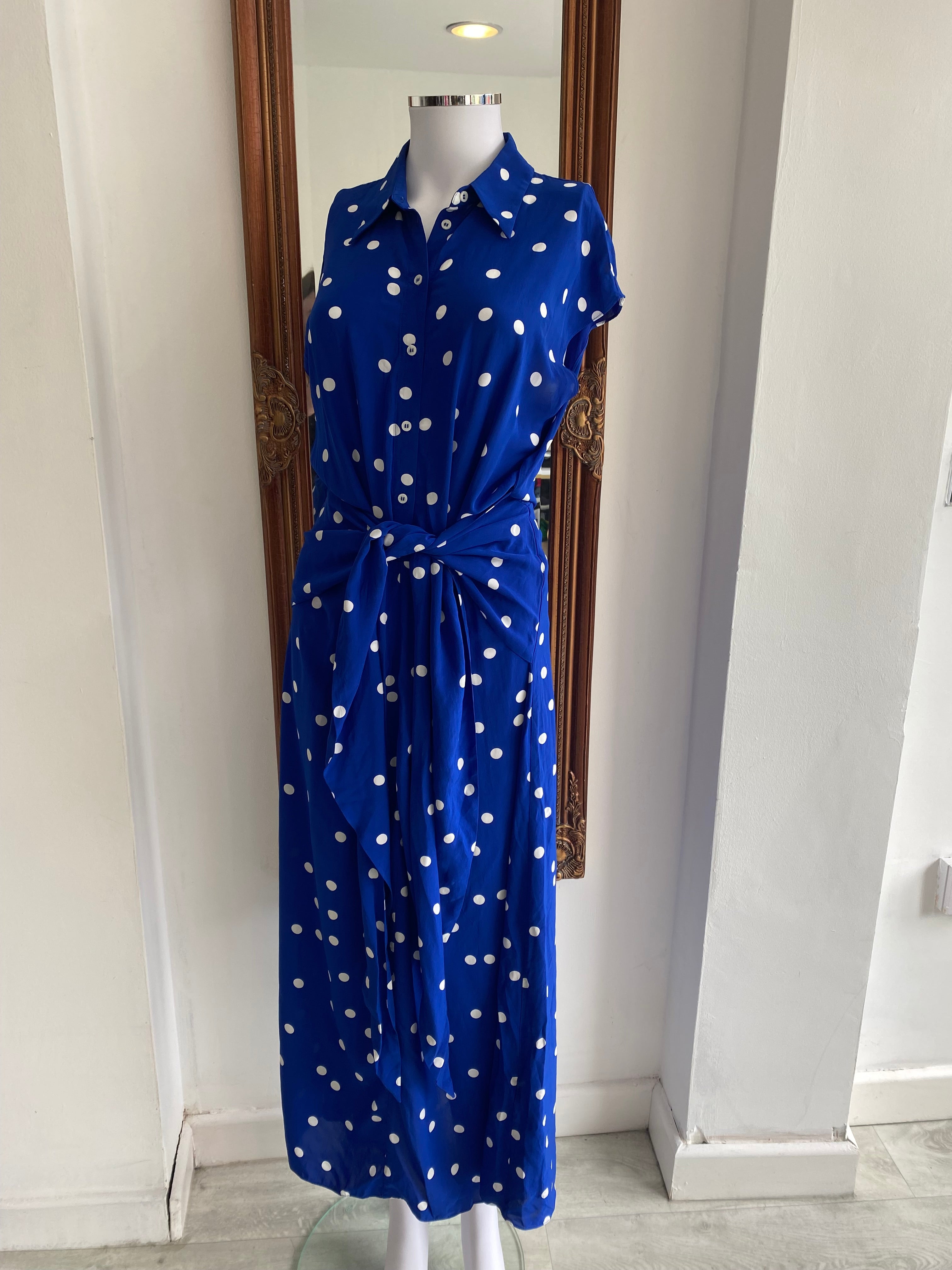 & Other Stories Blue Polka Dot Midi Dress size 8 Follow The Clothes & Other Stories Blue Polka Dot Midi Dress size 8 Follow The Clothes