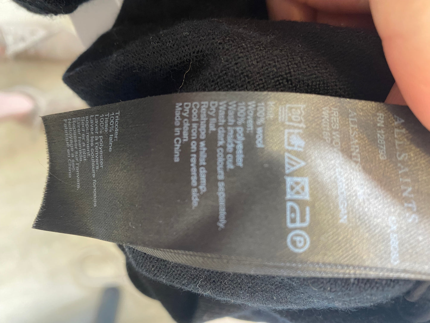 All Saints Merino Wool Black Cardigan Size 8-10