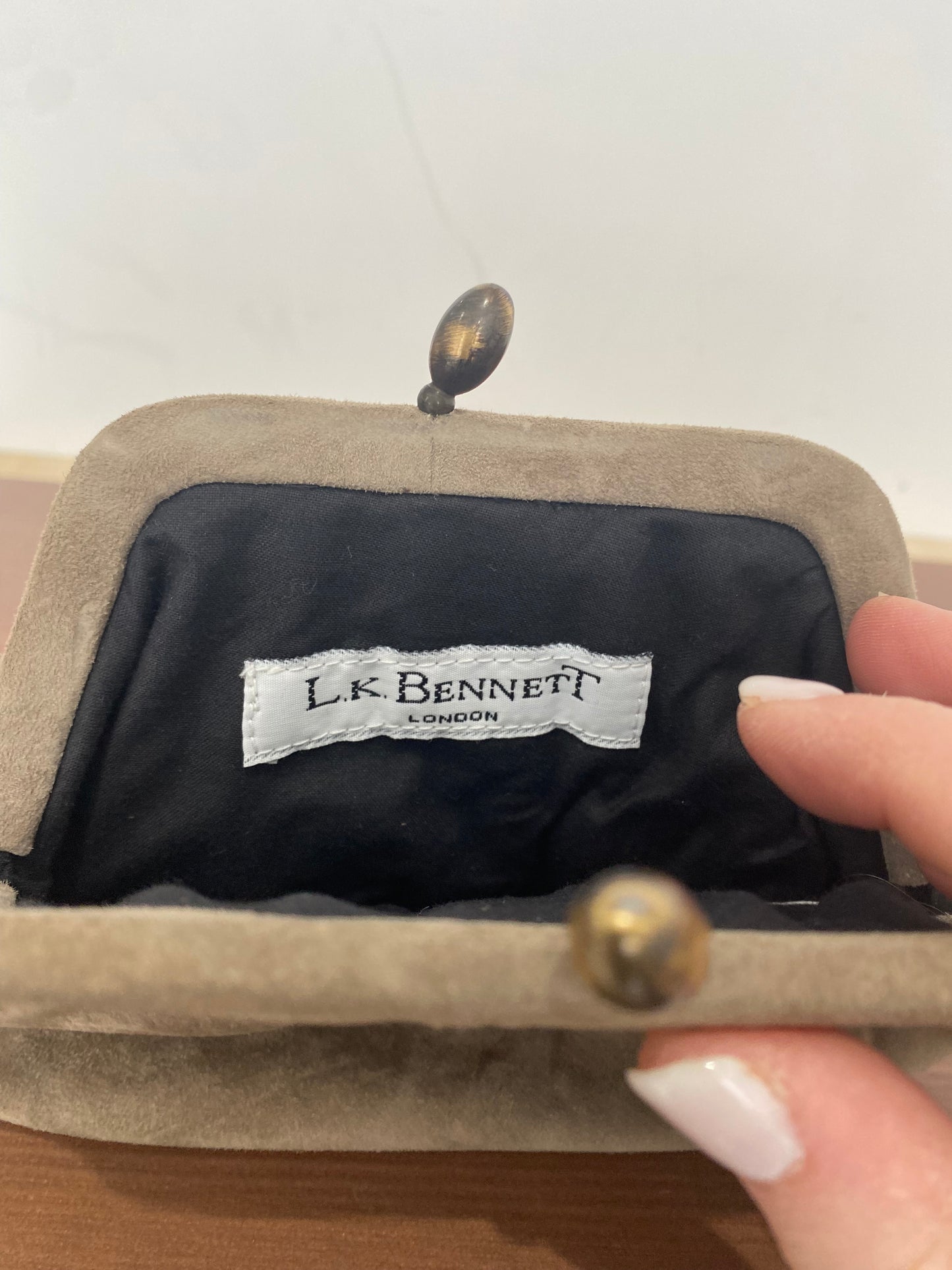 LK Bennett Beige Suede Clutch Bag