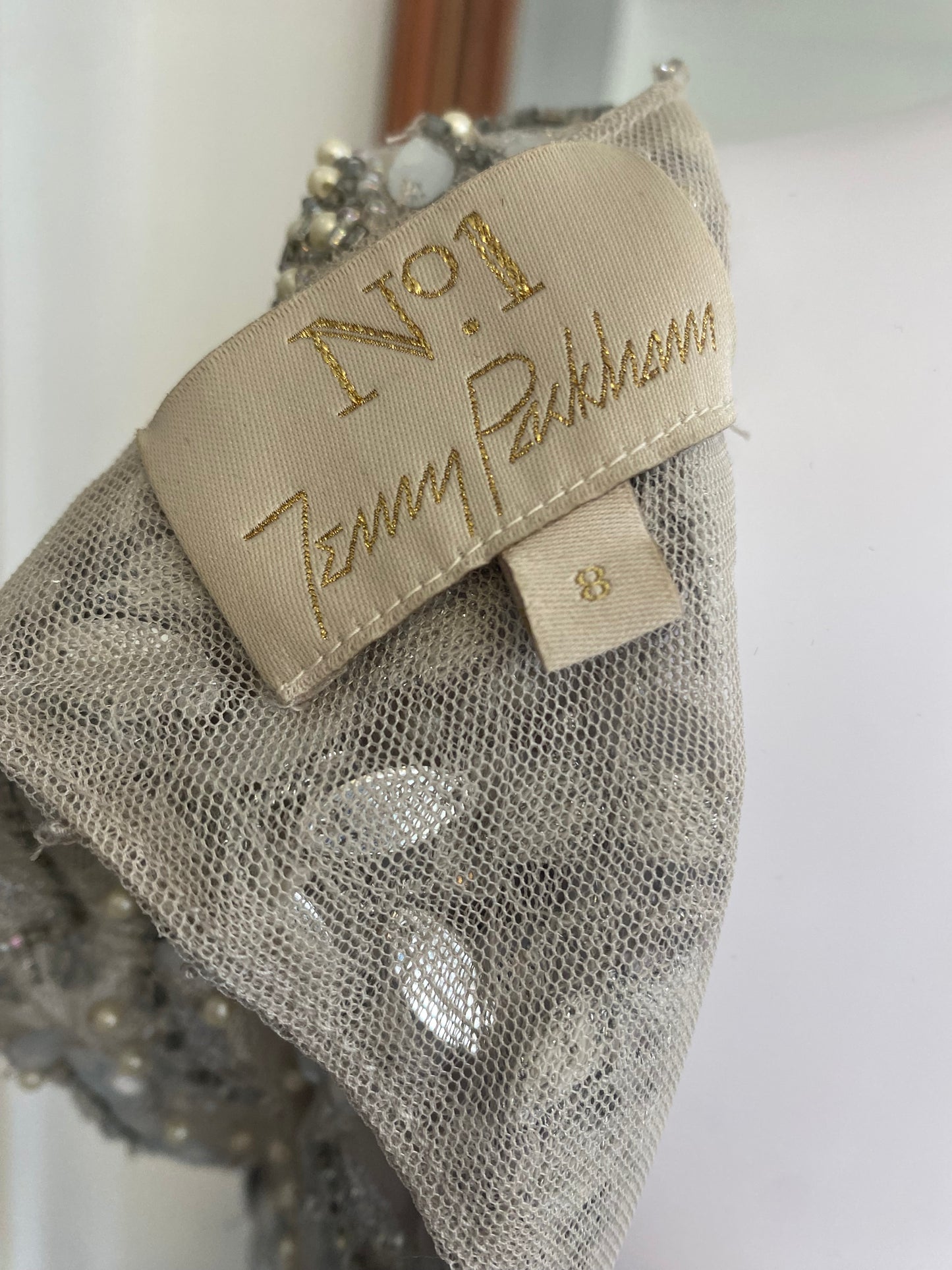 Jenny Packham No 1 Grey Sequin Dress Size 8