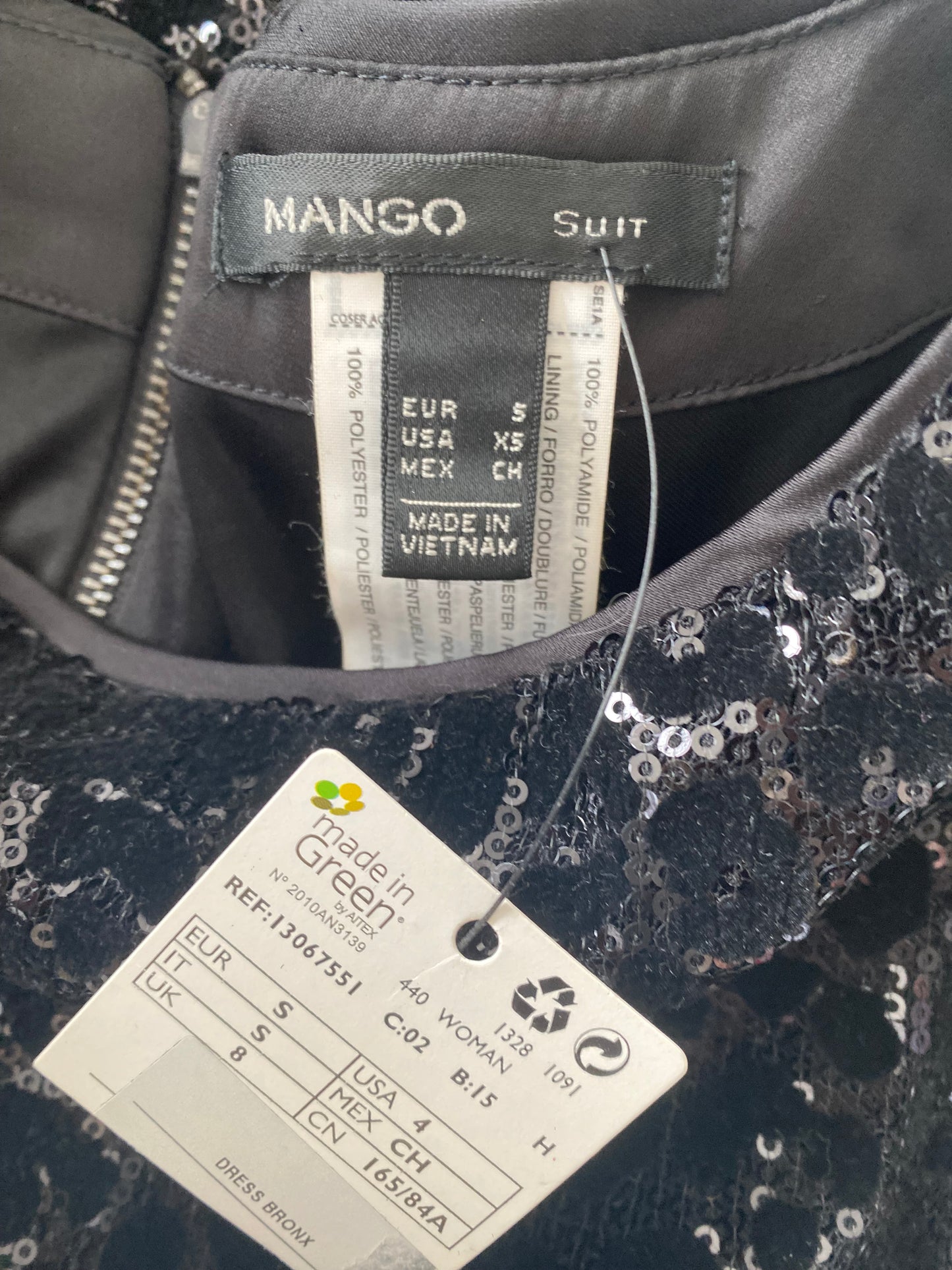 Mango black sequin leopard print dress size 8-10