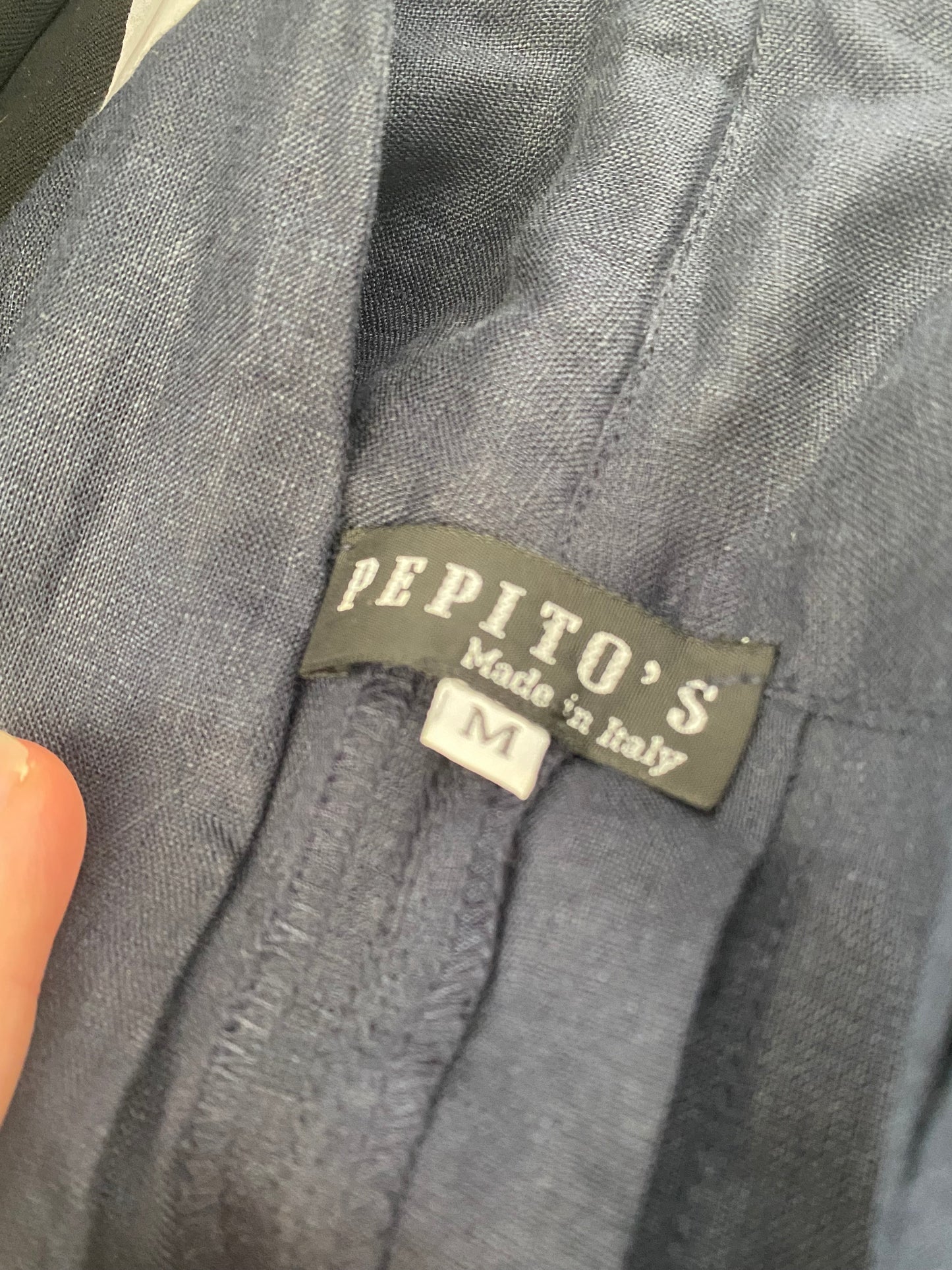 Pepitos Navy Linen Dress Size 12-14