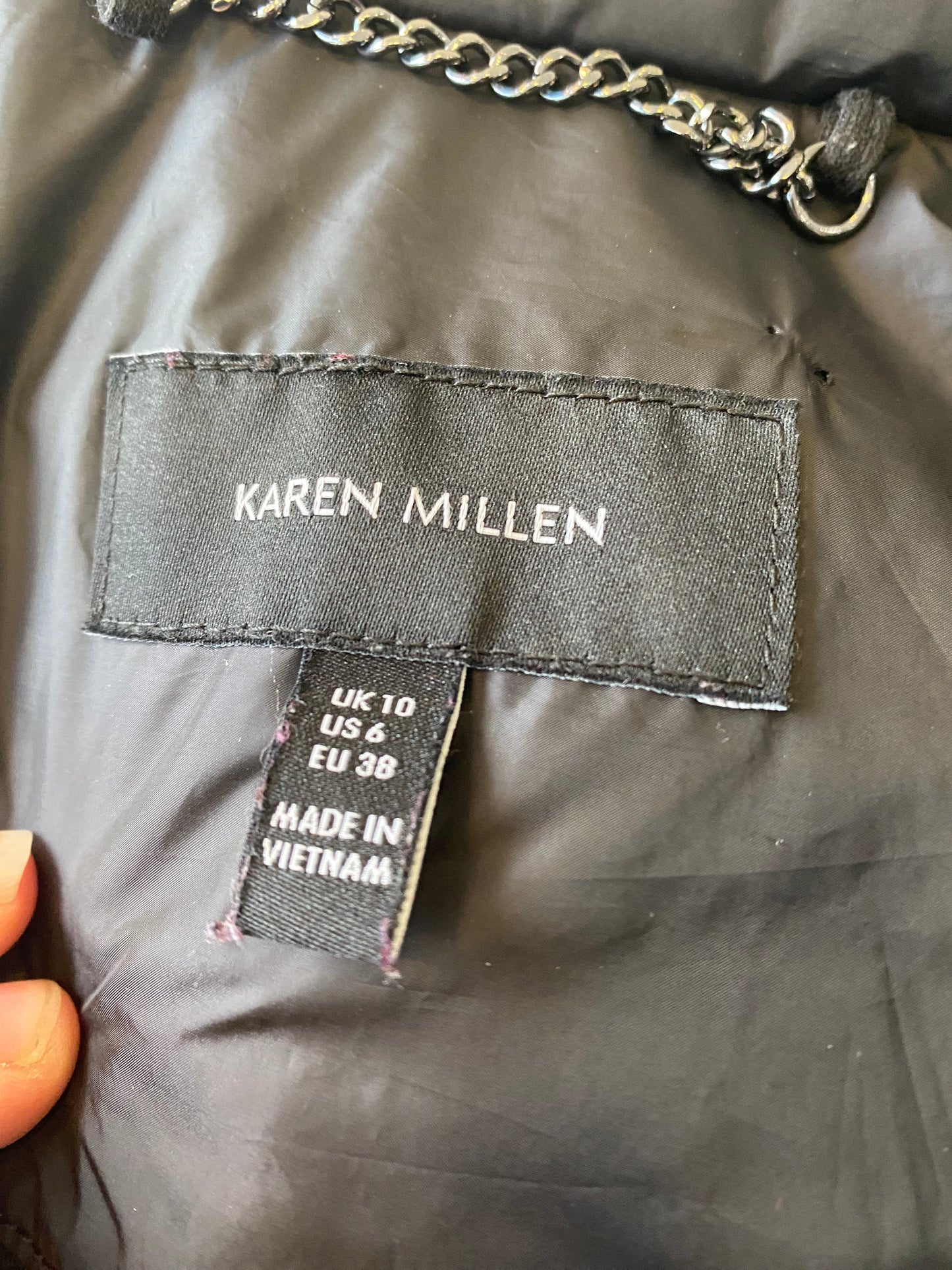 Karen Millen Black Plisse Coat Size 10