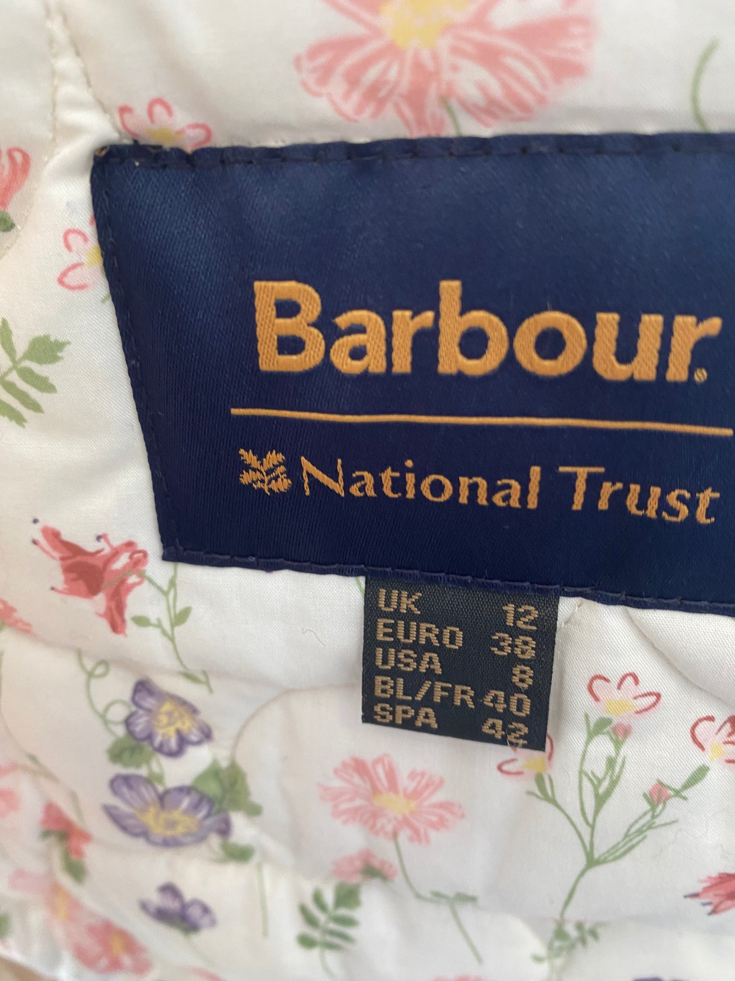 Barbour X National Trust Cream Padded Coat Size 12