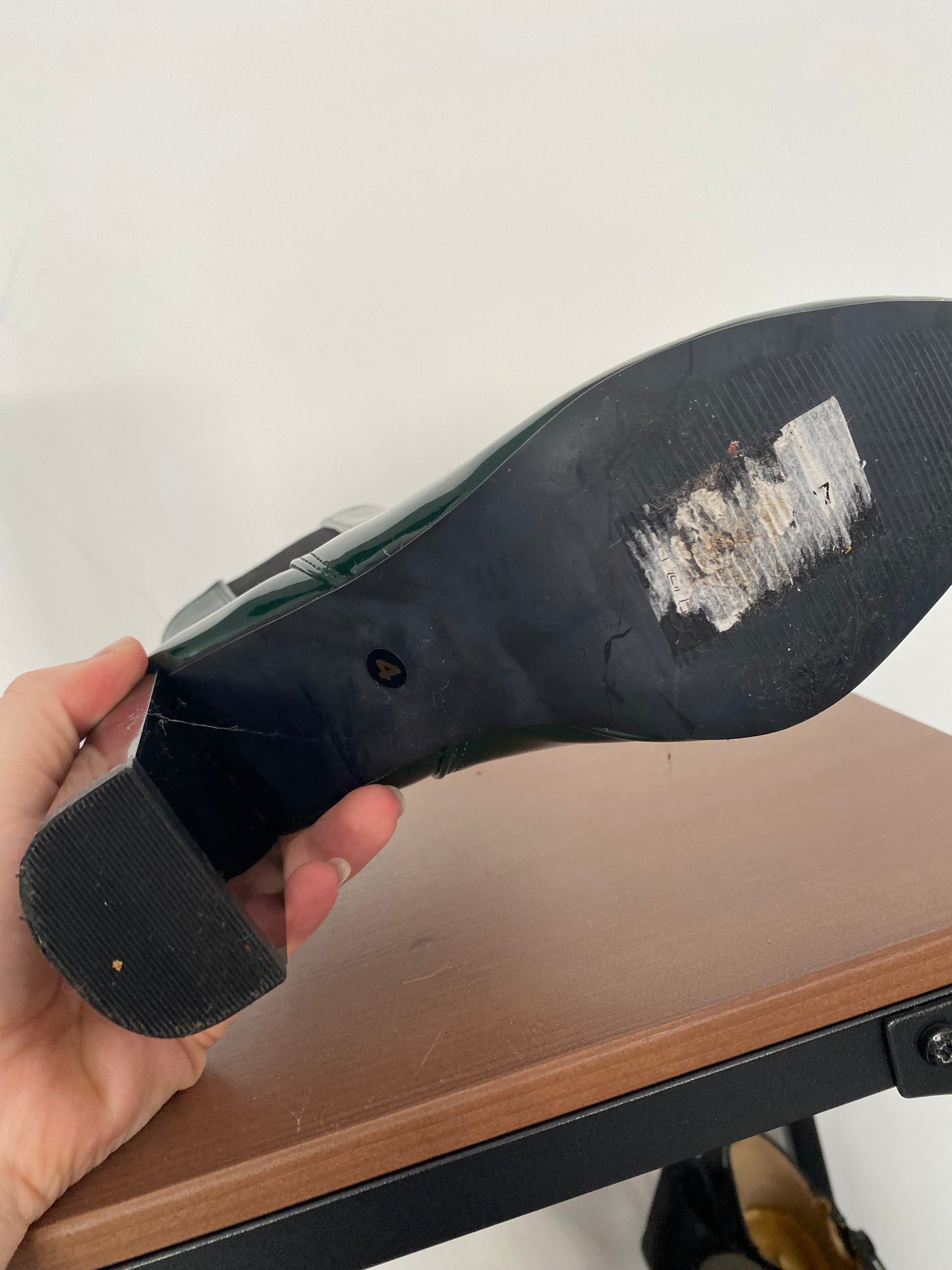 Michelle Keegan Green Patent Heeled Boots Size 4