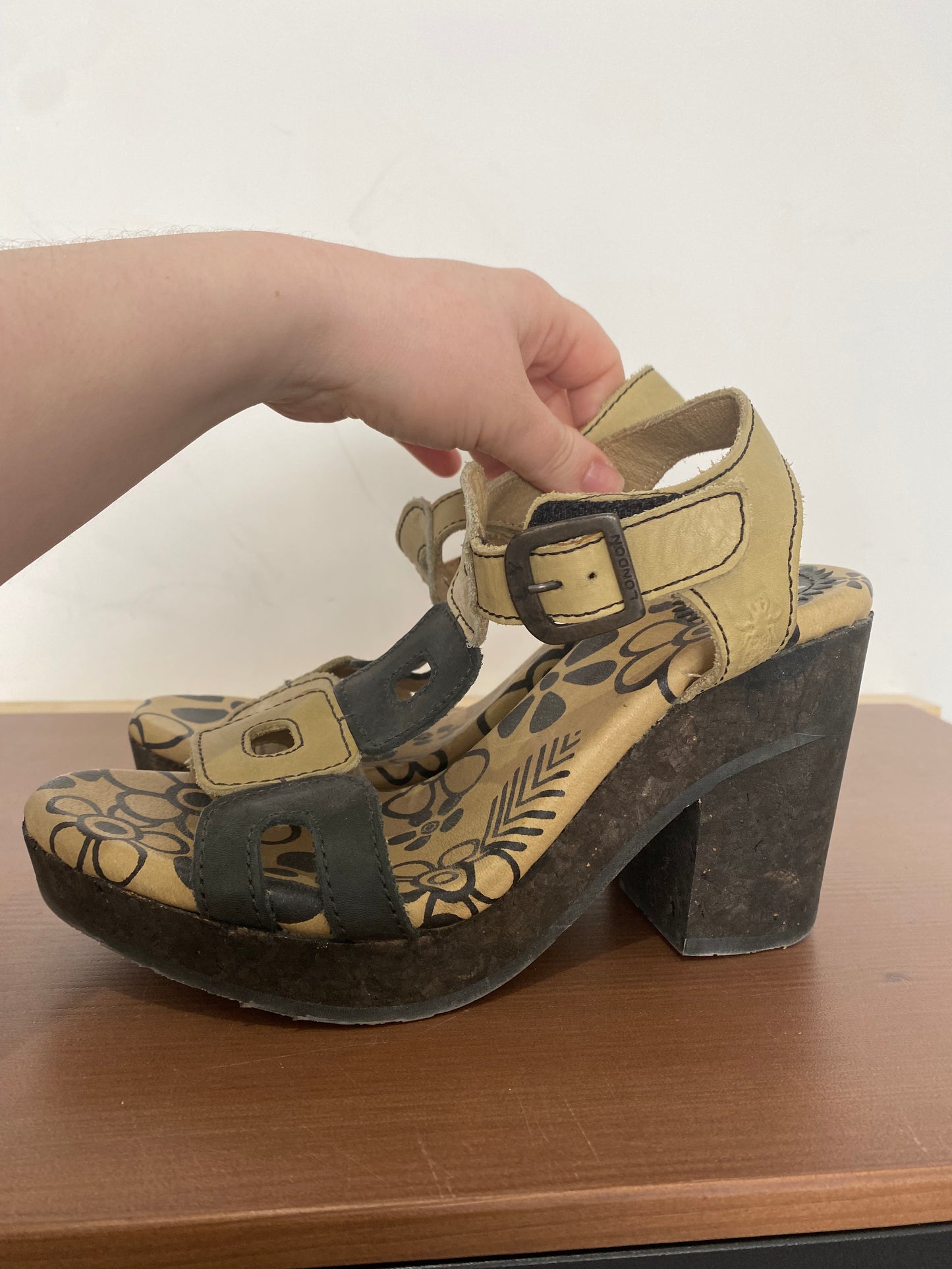 Fly London Leather Heeled Sandals Size 5