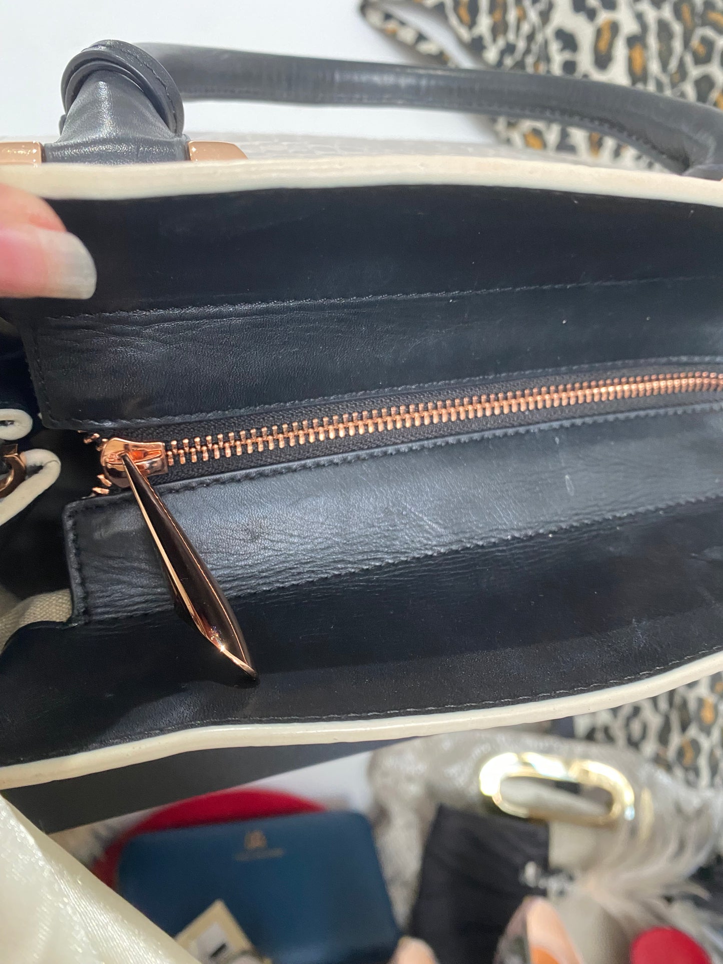 Amanda Wakeley cream croc leather handbag