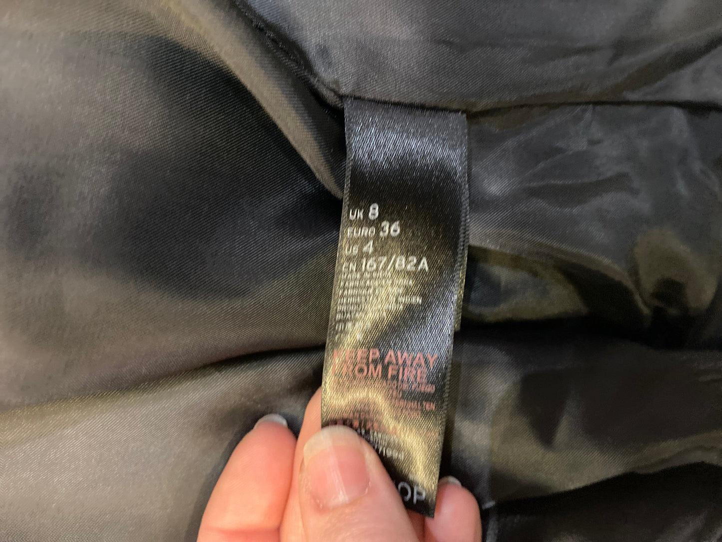 Topshop Black Leather Jacket with Floral Embroidery and Studs Size 8